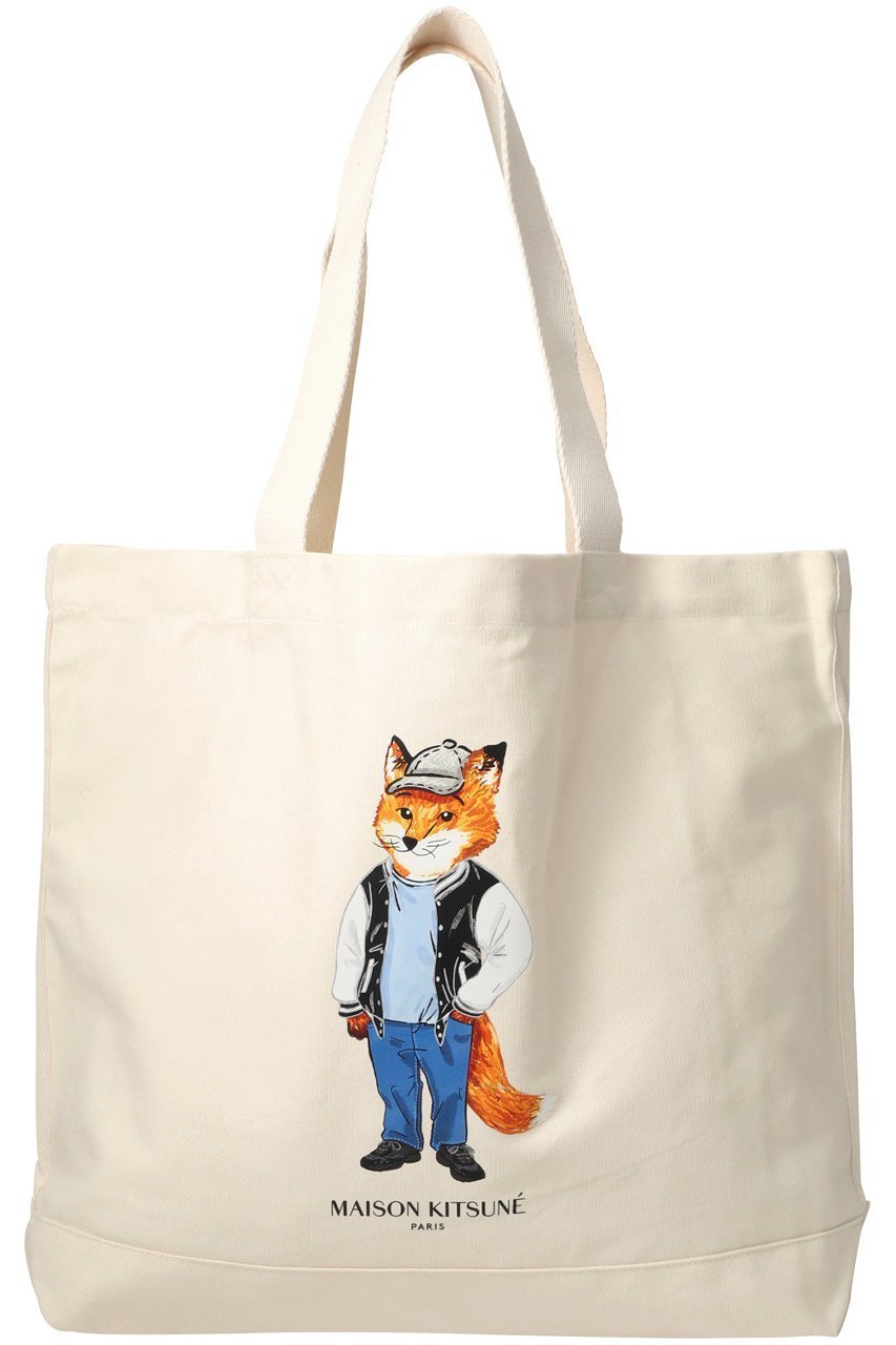 【メゾン キツネ/MAISON KITSUNE】の【UNISEX】DRESSED FOX トートバッグ 人気、トレンドファッション・服の通販 founy(ファニー) 　ファッション　Fashion　レディースファッション　Fashion for Women　ワンピース　Dresses　フォーマル・パーティードレス・結婚式用ドレス　Elegant & Casual Dresses　バッグ　Bags　ユニセックス　Unisex, Genderless　イラスト　Illustration　キャップ　Cap, Baseball Cap　キャンバス　Canvas, Canvas Fabric　クール　Cool, Chic　ポケット　Pocket, Pocket Detail　 other-1|ID: prp329100004627442 ipo3291000000035356406