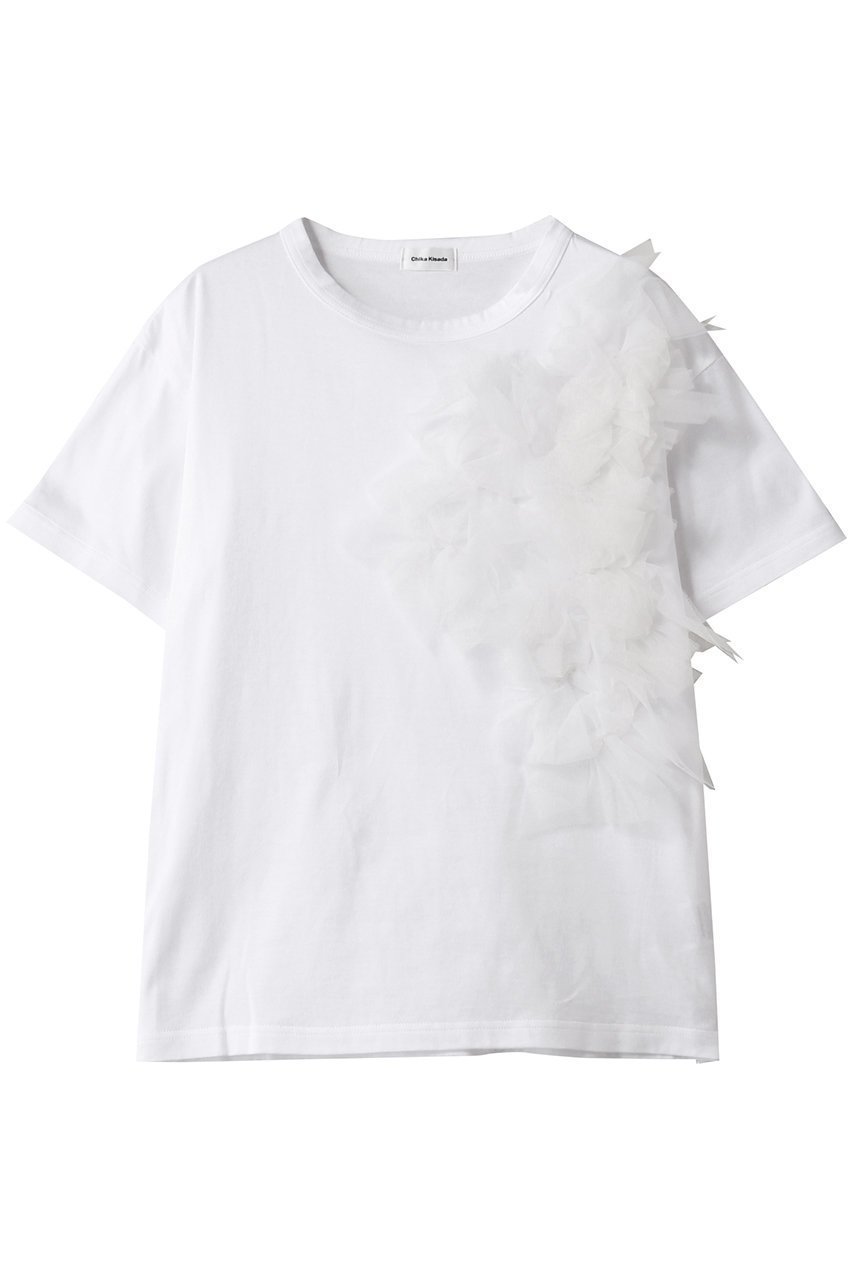 【チカ キサダ/CHIKA KISADA】のチュール デザイン カットソー 人気、トレンドファッション・服の通販 founy(ファニー) 　ファッション　Fashion　レディースファッション　Fashion for Women　トップス・カットソー　Cut & Sew Tops　シャツ・ブラウス・オフィスカジュアル　Elegant Blouses & Button-Ups　ロングTシャツ・Tシャツ　Longline T-Shirts & Tees　カットソー・ベーシックTシャツ　Cut-and-Sewn Tops / Stretch Tees & Basics　2025年　2025　2025-2026秋冬・A/W　Autumn/Winter 2025–26 AW25–26　アシンメトリー　Asymmetrical Style　カットソー　Cut and Sewn Top　ショート　Short, Short Length　シンプル　Simple, Minimal　スリーブ　Sleeve, Long Sleeve / Short Sleeve　チュール　Tulip, Tulip Motif　フォルム　Silhouette, Form　ボトム　Bottoms, Lower Wear　A/W・秋冬　Autumn/Winter　 other-1|ID: prp329100004627476 ipo3291000000033260142