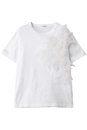 【チカ キサダ/CHIKA KISADA】 チュール デザイン カットソー人気、トレンドファッション・服の通販 founy(ファニー) ファッション Fashion レディースファッション Fashion for Women トップス・カットソー Cut & Sew Tops シャツ・ブラウス・オフィスカジュアル Elegant Blouses & Button-Ups ロングTシャツ・Tシャツ Longline T-Shirts & Tees カットソー・ベーシックTシャツ Cut-and-Sewn Tops / Stretch Tees & Basics アシンメトリー Asymmetrical Style カットソー Cut and Sewn Top ショート Short, Short Length シンプル Simple, Minimal スリーブ Sleeve, Long Sleeve / Short Sleeve チュール Tulip, Tulip Motif フォルム Silhouette, Form ボトム Bottoms, Lower Wear |ID:prp329100004627476