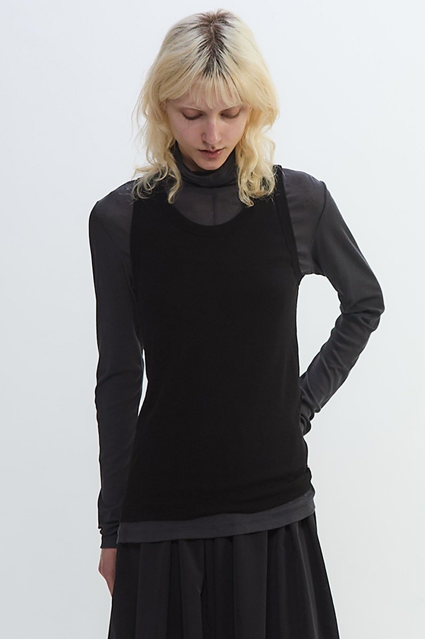 【プレインピープル/PLAIN PEOPLE】のシア―ハイツイストフライスタンクトップレイヤードTシャツ 人気、トレンドファッション・服の通販 founy(ファニー) 　ファッション　Fashion　レディースファッション　Fashion for Women　トップス・カットソー　Cut & Sew Tops　シャツ・ブラウス・オフィスカジュアル　Elegant Blouses & Button-Ups　ロングTシャツ・Tシャツ　Longline T-Shirts & Tees　カットソー・ベーシックTシャツ　Cut-and-Sewn Tops / Stretch Tees & Basics　2025年　2025　2025-2026秋冬・A/W　Autumn/Winter 2025–26 AW25–26　インナー　Innerwear　スリーブ　Sleeve, Long Sleeve / Short Sleeve　タンク　Tank Top, Sleeveless Top　タートル　Turtleneck, Turtle Collar　フロント　Front, Front Design　ベーシック　Basic, Essential　ロング　Long, Long-Length　A/W・秋冬　Autumn/Winter　other-4|ID: prp329100004627477 ipo3291000000033260159