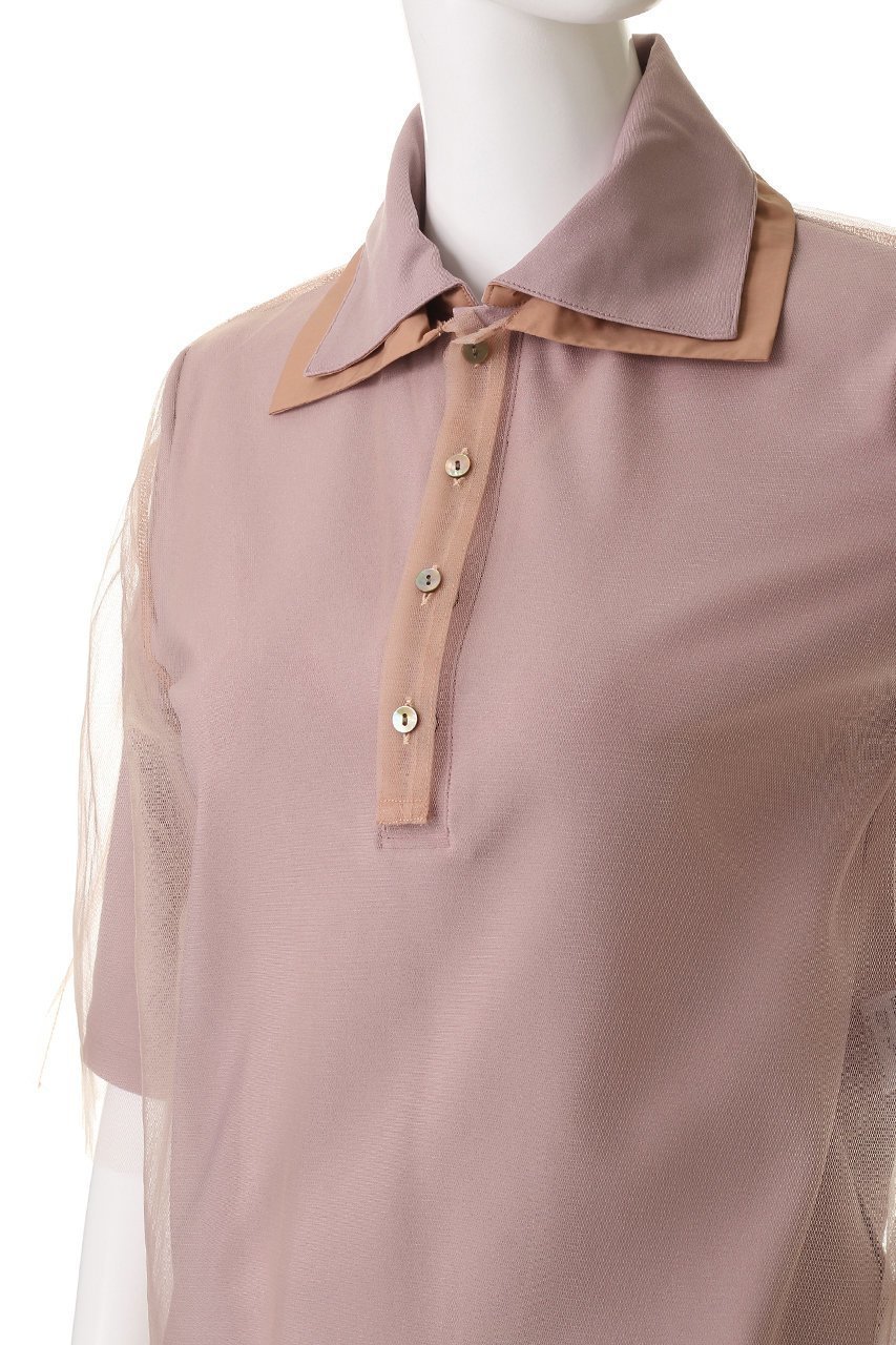 【チカ キサダ/CHIKA KISADA】のチュール レイヤー 襟付きプルオーバー 人気、トレンドファッション・服の通販 founy(ファニー) 　ファッション　Fashion　レディースファッション　Fashion for Women　トップス・カットソー　Cut & Sew Tops　シャツ・ブラウス・オフィスカジュアル　Elegant Blouses & Button-Ups　ロングTシャツ・Tシャツ　Longline T-Shirts & Tees　カジュアルプルオーバー・ニットトップス　Pullovers & Knit Tops / Casual Pullovers　カットソー・ベーシックTシャツ　Cut-and-Sewn Tops / Stretch Tees & Basics　ショート　Short, Short Length　シンプル　Simple, Minimal　スリーブ　Sleeve, Long Sleeve / Short Sleeve　チュール　Tulip, Tulip Motif　フレア　Flare, Flared　マニッシュ　Mannish, Boyish　エレガント 上品　Elegant　other-5|ID: prp329100004627478 ipo3291000000035356549