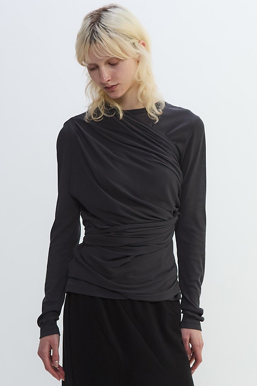 【プレインピープル/PLAIN PEOPLE】のシア―ハイツイストフライスショール型レイヤードTシャツ 人気、トレンドファッション・服の通販 founy(ファニー) 　ファッション　Fashion　レディースファッション　Fashion for Women　トップス・カットソー　Cut & Sew Tops　シャツ・ブラウス・オフィスカジュアル　Elegant Blouses & Button-Ups　ロングTシャツ・Tシャツ　Longline T-Shirts & Tees　カットソー・ベーシックTシャツ　Cut-and-Sewn Tops / Stretch Tees & Basics　2025年　2025　2025-2026秋冬・A/W　Autumn/Winter 2025–26 AW25–26　ショール　Shawl, Wrap　スリーブ　Sleeve, Long Sleeve / Short Sleeve　ドレープ　Drape, Draping Fabric　ベスト　Vest, Waistcoat　ベーシック　Basic, Essential　ロング　Long, Long-Length　A/W・秋冬　Autumn/Winter　長袖　Long Sleeve, Full Sleeve　other-4|ID: prp329100004627480 ipo3291000000033260180