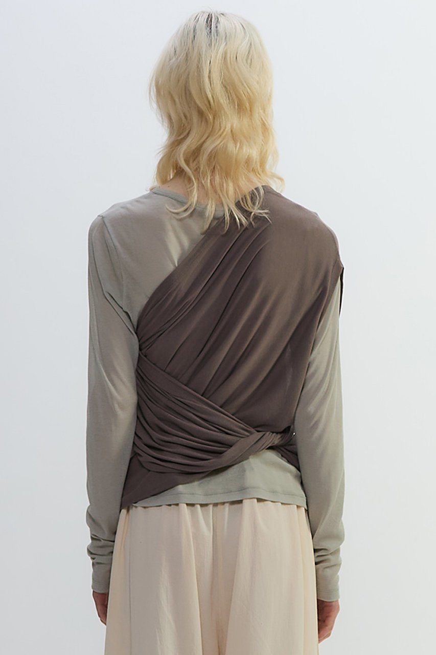 【プレインピープル/PLAIN PEOPLE】のシア―ハイツイストフライスショール型レイヤードTシャツ 人気、トレンドファッション・服の通販 founy(ファニー) 　ファッション　Fashion　レディースファッション　Fashion for Women　トップス・カットソー　Cut & Sew Tops　シャツ・ブラウス・オフィスカジュアル　Elegant Blouses & Button-Ups　ロングTシャツ・Tシャツ　Longline T-Shirts & Tees　カットソー・ベーシックTシャツ　Cut-and-Sewn Tops / Stretch Tees & Basics　ショール　Shawl, Wrap　スリーブ　Sleeve, Long Sleeve / Short Sleeve　ドレープ　Drape, Draping Fabric　ベスト　Vest, Waistcoat　ベーシック　Basic, Essential　ロング　Long, Long-Length　長袖　Long Sleeve, Full Sleeve　other-2|ID: prp329100004627480 ipo3291000000035644821