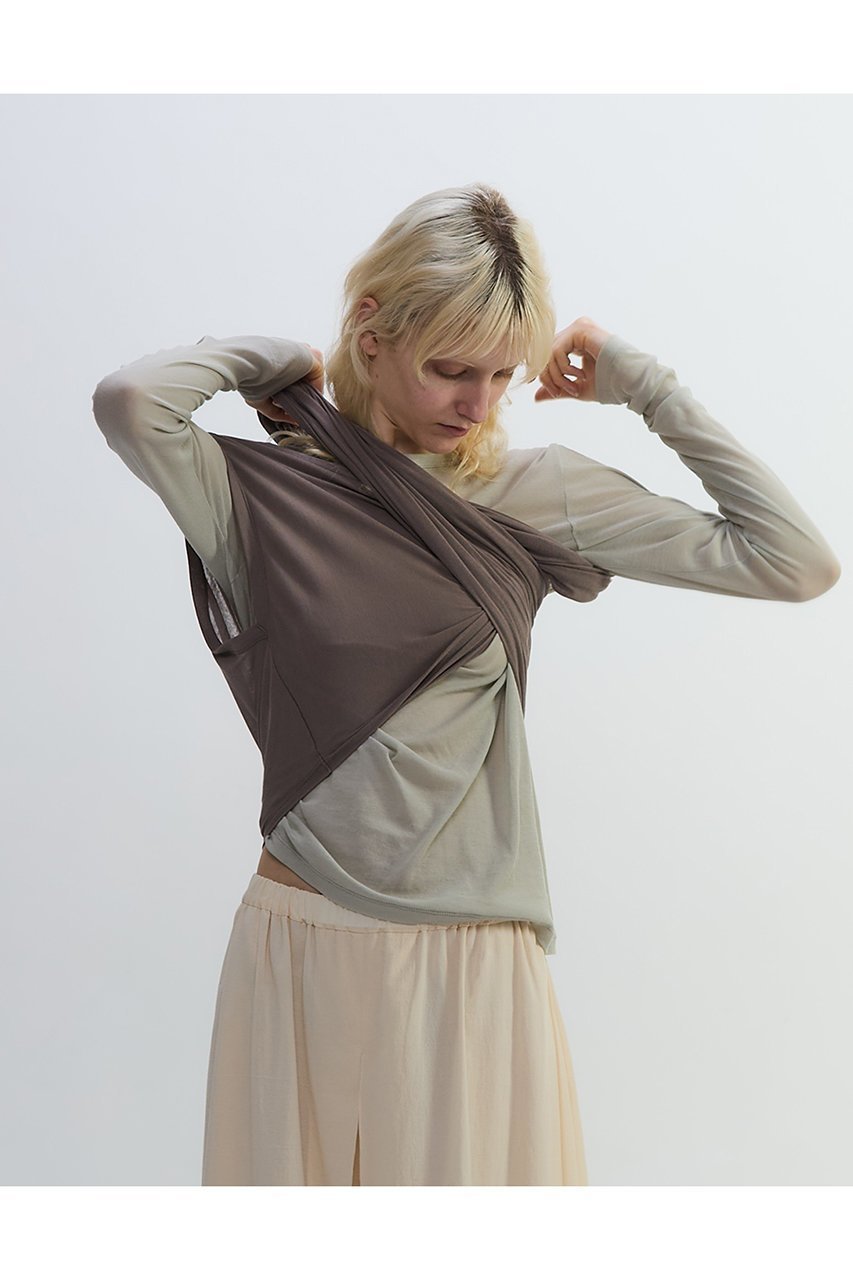 【プレインピープル/PLAIN PEOPLE】のシア―ハイツイストフライスショール型レイヤードTシャツ 人気、トレンドファッション・服の通販 founy(ファニー) 　ファッション　Fashion　レディースファッション　Fashion for Women　トップス・カットソー　Cut & Sew Tops　シャツ・ブラウス・オフィスカジュアル　Elegant Blouses & Button-Ups　ロングTシャツ・Tシャツ　Longline T-Shirts & Tees　カットソー・ベーシックTシャツ　Cut-and-Sewn Tops / Stretch Tees & Basics　ショール　Shawl, Wrap　スリーブ　Sleeve, Long Sleeve / Short Sleeve　ドレープ　Drape, Draping Fabric　ベスト　Vest, Waistcoat　ベーシック　Basic, Essential　ロング　Long, Long-Length　長袖　Long Sleeve, Full Sleeve　other-6|ID: prp329100004627480 ipo3291000000035644826