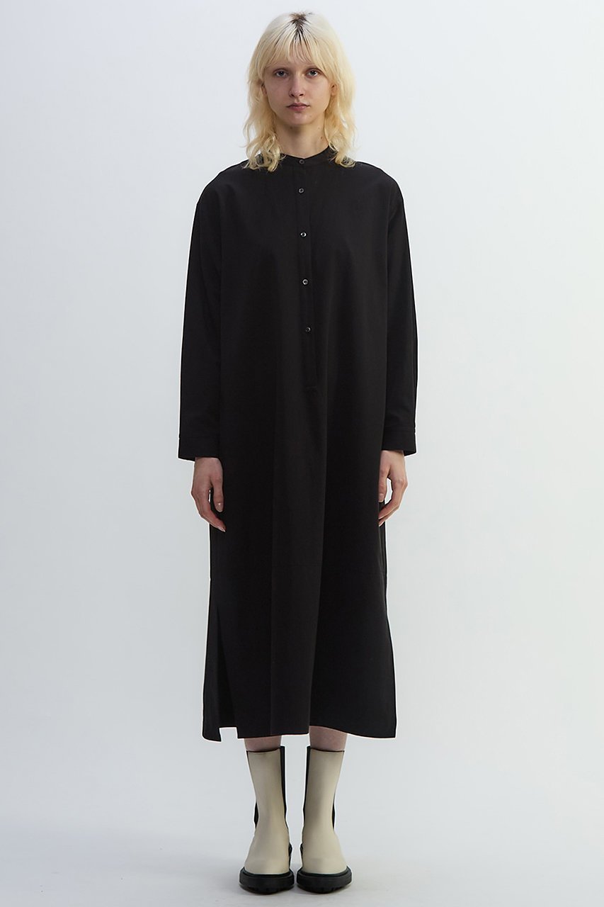 【プレインピープル/PLAIN PEOPLE】の綿麻高密度ツイルバンドカラーシャツワンピース インテリア・キッズ・メンズ・レディースファッション・服の通販 founy(ファニー) 　ファッション　Fashion　レディースファッション　Fashion for Women　ワンピース　Dresses　シャツワンピース / 1枚で着映えコーデ　Shirt Dresses　チュニック　Tunic Tops & Dresses　2025年　2025　2025-2026秋冬・A/W　Autumn/Winter 2025–26 AW25–26　おすすめ　Recommended / Our Picks　シンプル　Simple, Minimal　スリット　Slit, Slit Detail　チュニック　Tunic, Long Top　バランス　Balance, Style Balance　リネン　Linen, Linen Fabric　ロング　Long, Long-Length　秋　Autumn　A/W・秋冬　Autumn/Winter　ブラック|ID: prp329100004627482 ipo3291000000033260186