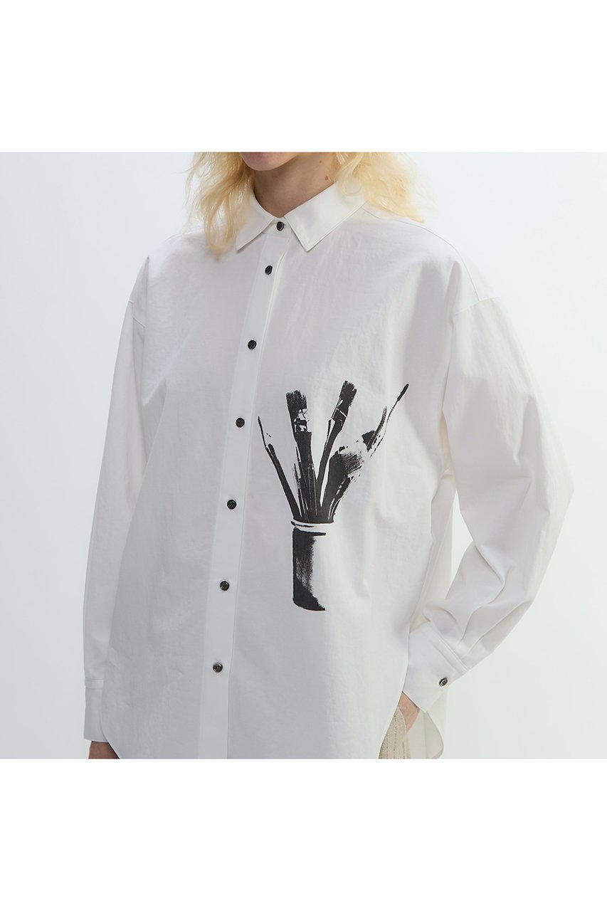 【プレインピープル/PLAIN PEOPLE】の綿麻高密度ツイルアトリエモチーフプリントシャツ 人気、トレンドファッション・服の通販 founy(ファニー) 　ファッション　Fashion　レディースファッション　Fashion for Women　トップス・カットソー　Cut & Sew Tops　シャツ・ブラウス・オフィスカジュアル　Elegant Blouses & Button-Ups　スタンダード　Standard, Basic　スリーブ　Sleeve, Long Sleeve / Short Sleeve　フォルム　Silhouette, Form　ベーシック　Basic, Essential　モチーフ　Motif, Design Theme　ヨーク　Yoke, Yoke Design　リネン　Linen, Linen Fabric　ロング　Long, Long-Length　other-5|ID: prp329100004627484 ipo3291000000035582741