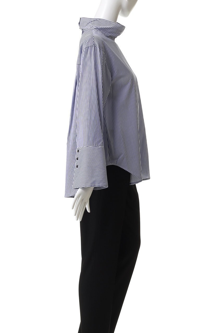 【ランバン オン ブルー/LANVIN en Bleu】のスタンドカラープルオーバーブラウス 人気、トレンドファッション・服の通販 founy(ファニー) 　ファッション　Fashion　レディースファッション　Fashion for Women　トップス・カットソー　Cut & Sew Tops　シャツ・ブラウス・オフィスカジュアル　Elegant Blouses & Button-Ups　カジュアルプルオーバー・ニットトップス　Pullovers & Knit Tops / Casual Pullovers　インナー　Innerwear　カフス　Cuff Design　スタンド　Stand Collar, Upright Stand　スリーブ　Sleeve, Long Sleeve / Short Sleeve　ファブリック　Fabric, Textile　フォーマル　Formal, Dressy　フレア　Flare, Flared　ミックス　Mix, Mixed Style　ロング　Long, Long-Length　other-6|ID: prp329100004627485 ipo3291000000033841829