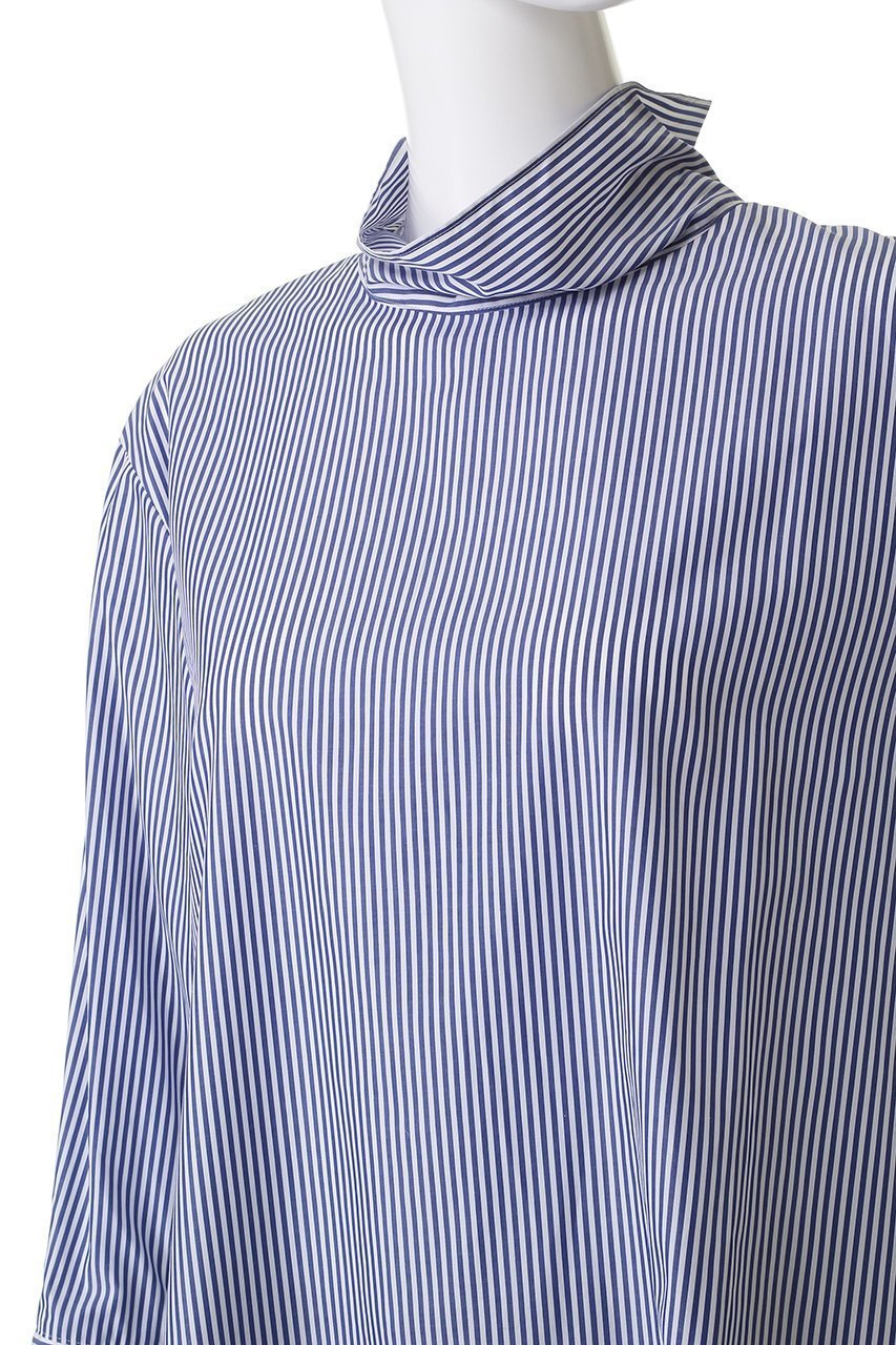 【ランバン オン ブルー/LANVIN en Bleu】のスタンドカラープルオーバーブラウス 人気、トレンドファッション・服の通販 founy(ファニー) 　ファッション　Fashion　レディースファッション　Fashion for Women　トップス・カットソー　Cut & Sew Tops　シャツ・ブラウス・オフィスカジュアル　Elegant Blouses & Button-Ups　カジュアルプルオーバー・ニットトップス　Pullovers & Knit Tops / Casual Pullovers　インナー　Innerwear　カフス　Cuff Design　スタンド　Stand Collar, Upright Stand　スリーブ　Sleeve, Long Sleeve / Short Sleeve　ファブリック　Fabric, Textile　フォーマル　Formal, Dressy　フレア　Flare, Flared　ミックス　Mix, Mixed Style　ロング　Long, Long-Length　other-8|ID: prp329100004627485 ipo3291000000033841831