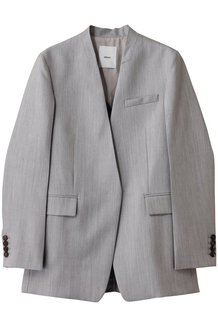 【エブール/ebure】のライトシャンブレーウール ノーカラージャケット インテリア・キッズ・メンズ・レディースファッション・服の通販 founy(ファニー) https://founy.com/ ファッション Fashion レディースファッション Fashion for Women アウター Coat / Outerwear Collection レディースジャケット・軽アウター Jackets ノーカラージャケット / シンプル上品コーデ Collarless Jackets クラシカル Classical, Vintage-Inspired シャンブレー Chambray, Denim-Like Fabric ジャケット Jacket, Outerwear マニッシュ Mannish, Boyish |ID: prp329100004627486 ipo3291000000035698509