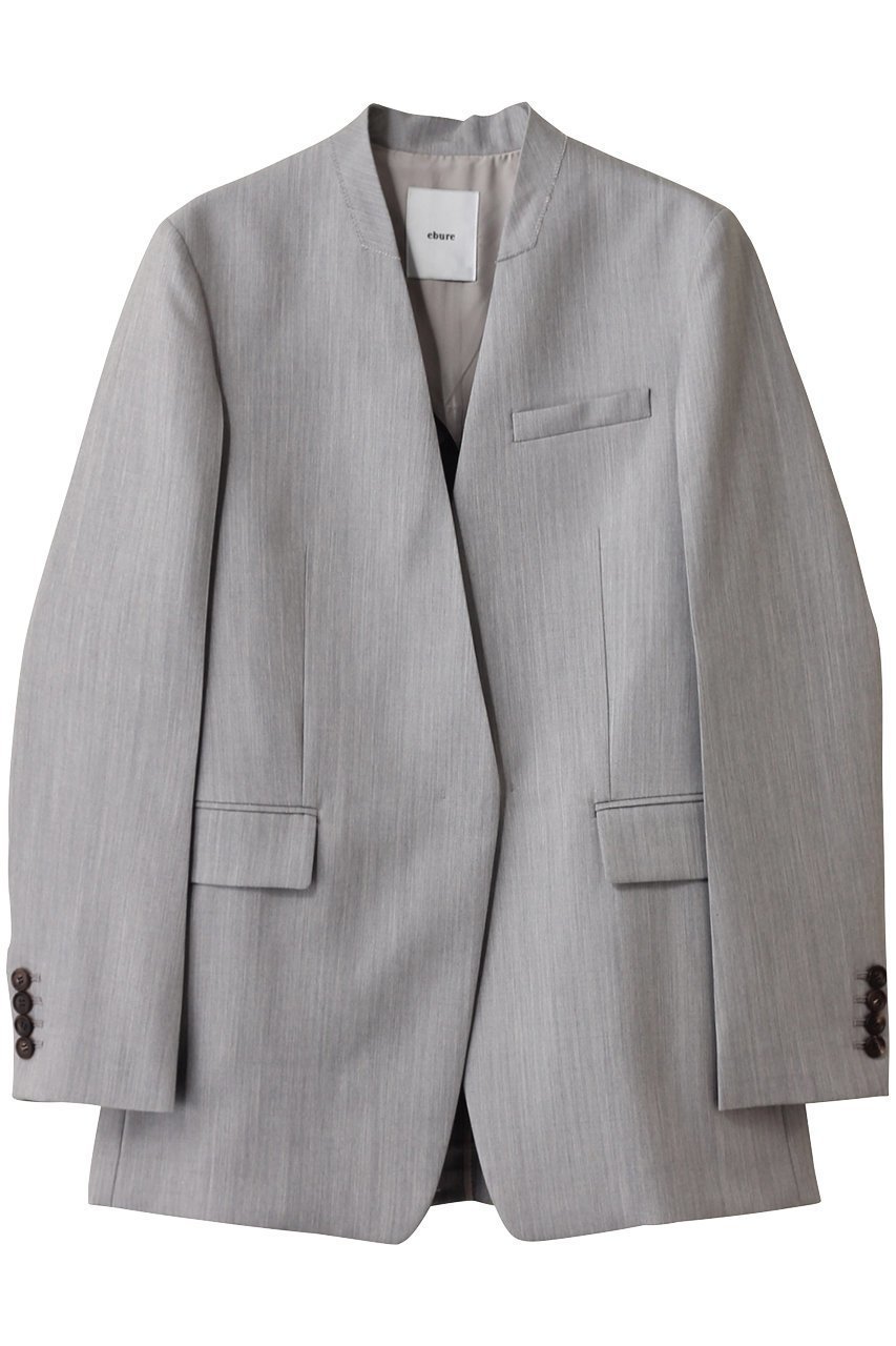 【エブール/ebure】のライトシャンブレーウール ノーカラージャケット インテリア・キッズ・メンズ・レディースファッション・服の通販 founy(ファニー) 　ファッション　Fashion　レディースファッション　Fashion for Women　アウター　Coat / Outerwear Collection　レディースジャケット・軽アウター　Jackets　ノーカラージャケット / シンプル上品コーデ　Collarless Jackets　クラシカル　Classical, Vintage-Inspired　シャンブレー　Chambray, Denim-Like Fabric　ジャケット　Jacket, Outerwear　マニッシュ　Mannish, Boyish　ライトグレー|ID: prp329100004627486 ipo3291000000035698510