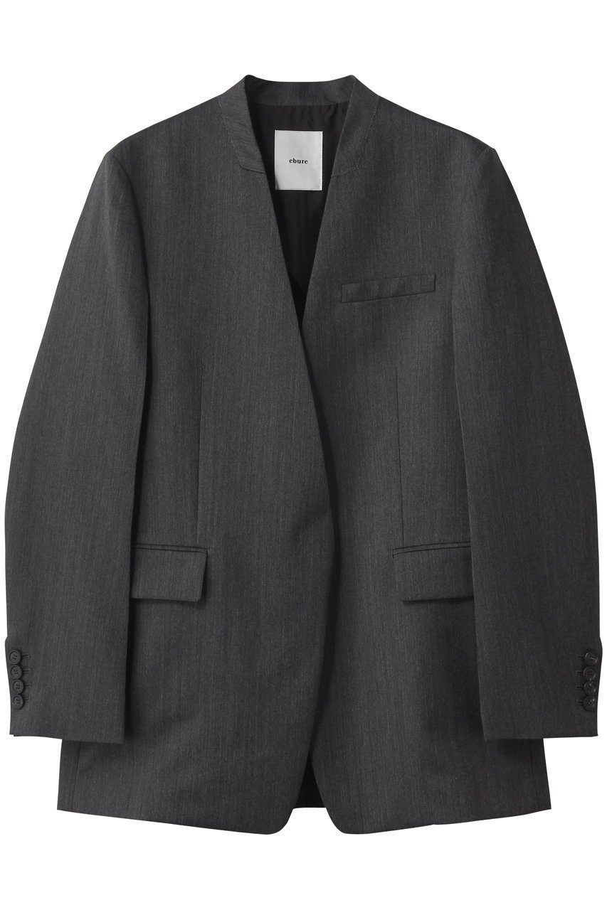 【エブール/ebure】のライトシャンブレーウール ノーカラージャケット インテリア・キッズ・メンズ・レディースファッション・服の通販 founy(ファニー) 　ファッション　Fashion　レディースファッション　Fashion for Women　アウター　Coat / Outerwear Collection　レディースジャケット・軽アウター　Jackets　ノーカラージャケット / シンプル上品コーデ　Collarless Jackets　クラシカル　Classical, Vintage-Inspired　シャンブレー　Chambray, Denim-Like Fabric　ジャケット　Jacket, Outerwear　マニッシュ　Mannish, Boyish　チャコールグレー|ID: prp329100004627486 ipo3291000000035698512