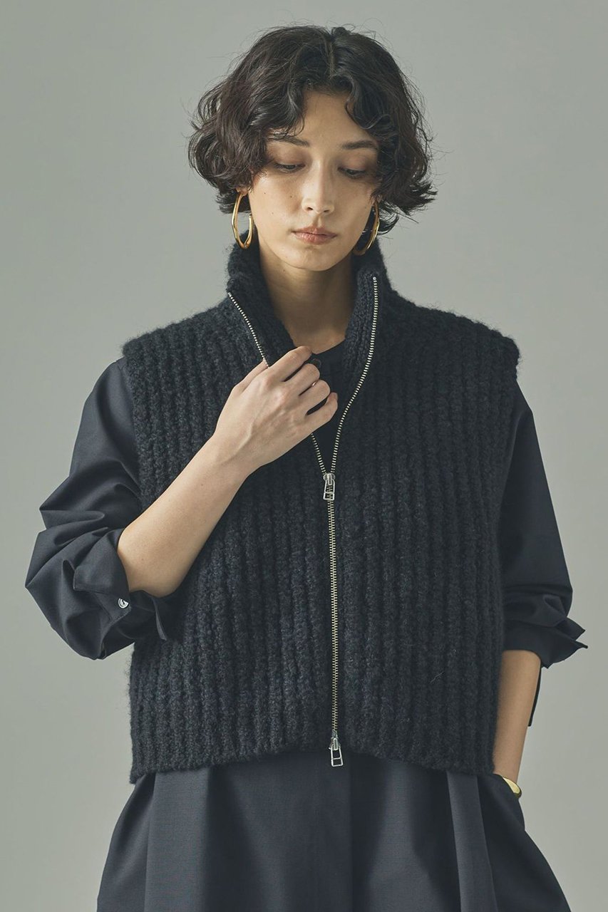 【カレンソロジー/Curensology】のブークレジップニットベスト インテリア・キッズ・メンズ・レディースファッション・服の通販 founy(ファニー) 　ファッション　Fashion　レディースファッション　Fashion for Women　アウター　Coat / Outerwear Collection　レディースジャケット・軽アウター　Jackets　2025年　2025　2025-2026秋冬・A/W　Autumn/Winter 2025–26 AW25–26　おすすめ　Recommended / Our Picks　インナー　Innerwear　カットソー　Cut and Sewn Top　ジャケット　Jacket, Outerwear　ベスト　Vest, Waistcoat　畦　Ribbed Knit　A/W・秋冬　Autumn/Winter　ブラック|ID: prp329100004627488 ipo3291000000033260245