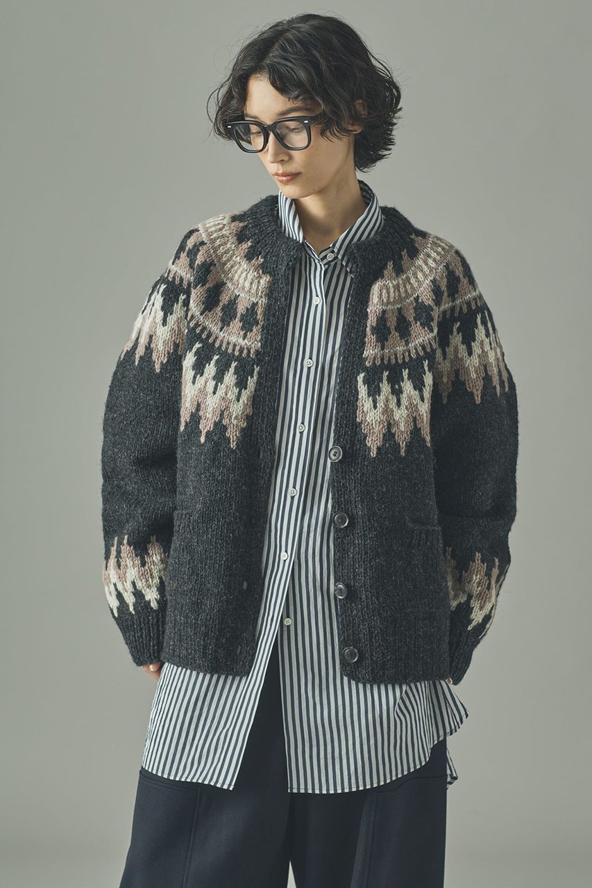 【カレンソロジー/Curensology】のノルディックカーディガン インテリア・キッズ・メンズ・レディースファッション・服の通販 founy(ファニー) 　ファッション　Fashion　レディースファッション　Fashion for Women　トップス・カットソー　Cut & Sew Tops　ニット　Knit Tops & Sweaters　カーディガン・羽織り　Layered Style Cardigans　2025年　2025　2025-2026秋冬・A/W　Autumn/Winter 2025–26 AW25–26　カーディガン　Cardigan, Knitwear　スラックス　Slacks, Dress Pants　フレア　Flare, Flared　ベーシック　Basic, Essential　ワイド　Wide, Wide Fit　エレガント 上品　Elegant　手編み　Hand-Knitted, Handmade Knit　A/W・秋冬　Autumn/Winter　ブラック|ID: prp329100004627493 ipo3291000000033260290
