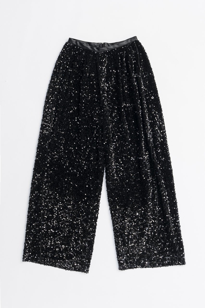 【プランク プロジェクト/PRANK PROJECT】のシークインバルーンベロアパンツ / Sequin Balloon Velour Pants インテリア・キッズ・メンズ・レディースファッション・服の通販 founy(ファニー) 　ファッション　Fashion　レディースファッション　Fashion for Women　パンツ　Pants & Trousers　スパンコール　Sequins, Sequin Embellishment　パイピング　Piping, Trim Design　フェイクレザー　Faux Leather, PU Leather　ラグジュアリー　Luxury, Elegant　リラックス　Relax, Relaxed Fit　ルーズ　Loose, Oversized　BLK(ブラック)|ID: prp329100004627499 ipo3291000000033260346