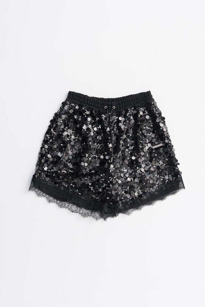 【プランク プロジェクト/PRANK PROJECT】のスパンコールショートパンツ / Spangle Short Pants インテリア・キッズ・メンズ・レディースファッション・服の通販 founy(ファニー) https://founy.com/ ファッション Fashion レディースファッション Fashion for Women パンツ Pants & Trousers ショートパンツ・ハーフパンツ High-Waisted & Relaxed Shorts ショート Short, Short Length スウェット / スエット Sweatshirt, Sweatwear スパンコール Sequins, Sequin Embellishment ドローストリング Drawstring, Pull Cord レース Lace, Lace Fabric |ID: prp329100004627508 ipo3291000000033260435