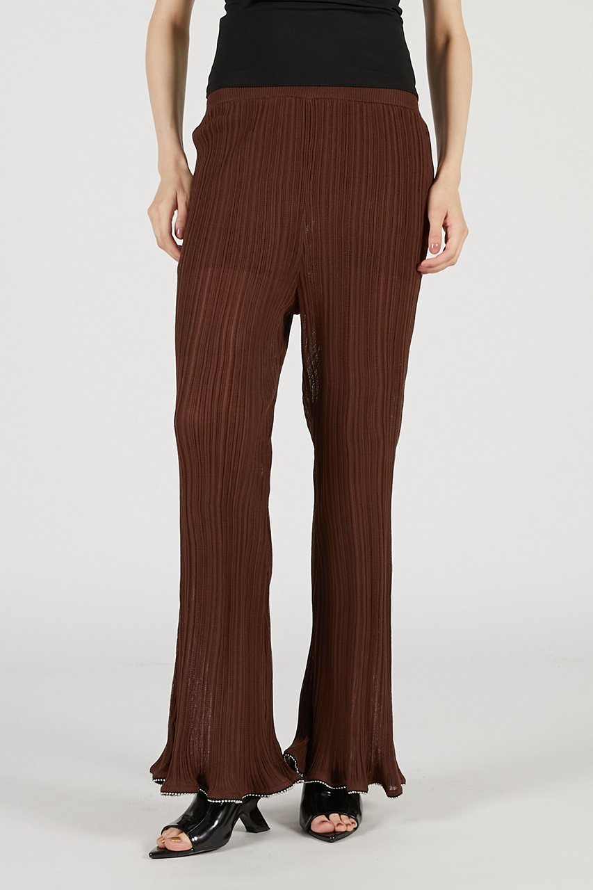 【プランク プロジェクト/PRANK PROJECT】のビーズニットパンツ / Beaded Knit Pants インテリア・キッズ・メンズ・レディースファッション・服の通販 founy(ファニー) 　ファッション　Fashion　レディースファッション　Fashion for Women　パンツ　Pants & Trousers　セットアップ　Set-Up, Coordinated Outfit　プリーツ　Pleats, Pleated　メタル　Metal, Metal Parts　ラッフル　Ruffle, Frill　夏　Summer　BRN(ブラウン)|ID: prp329100004627511 ipo3291000000033260465