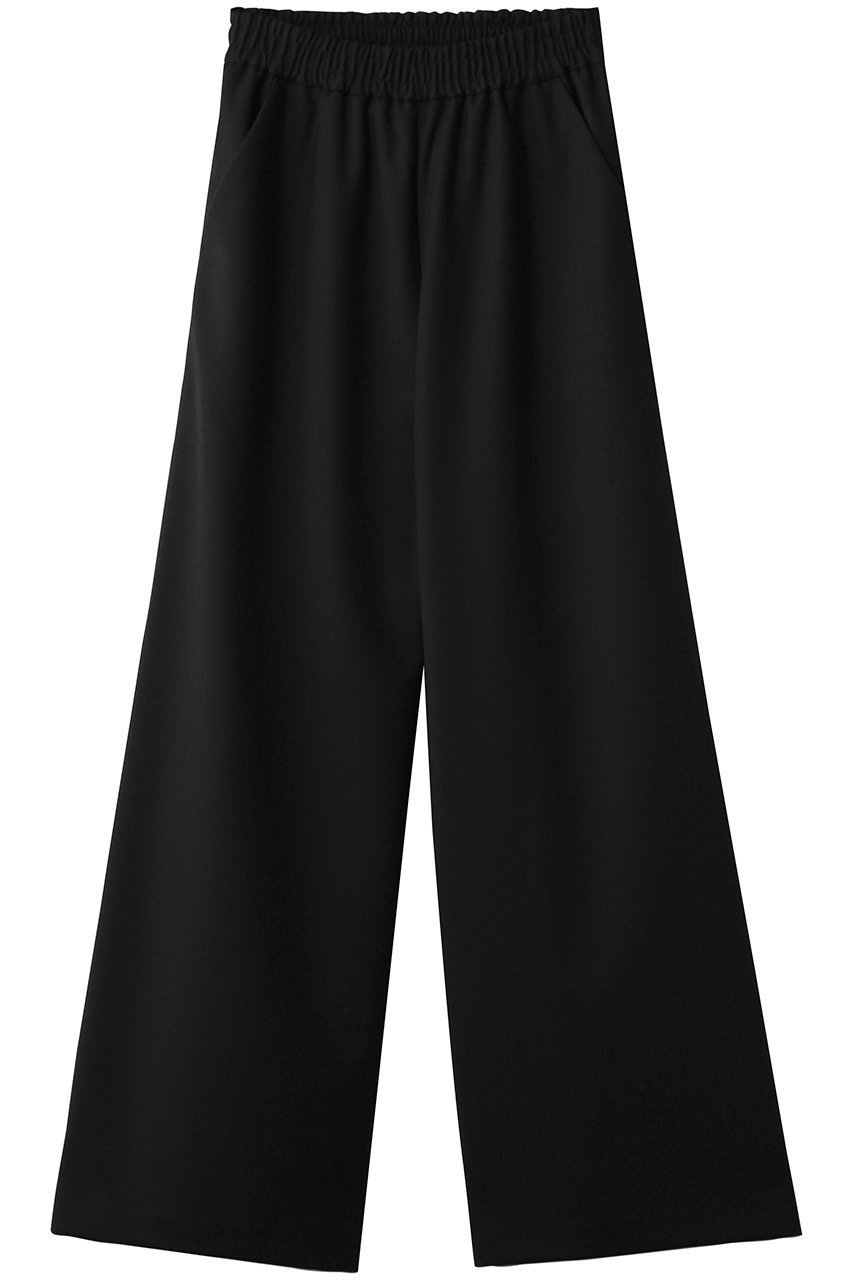 【ランバン オン ブルー/LANVIN en Bleu】のウールツイルゴムワイドパンツ インテリア・キッズ・メンズ・レディースファッション・服の通販 founy(ファニー) 　ファッション　Fashion　レディースファッション　Fashion for Women　パンツ　Pants & Trousers　ギャザー　Gathered, Ruffled　ストレート　Straight, Straight Cut　ツイル　Twist, Twisted Detail　ファブリック　Fabric, Textile　フォーマル　Formal, Dressy　ワイド　Wide, Wide Fit　ビジネス 仕事 通勤　Business / Work / Commuting　ブラック|ID: prp329100004627516 ipo3291000000035784495