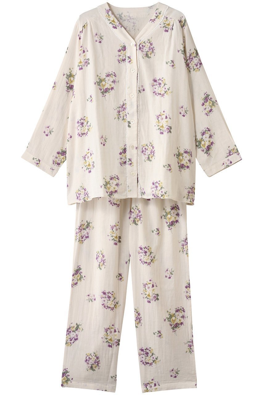 【ナナデコール/nanadecor】のプリムローズノーカラーパジャマ パープル 人気、トレンドファッション・服の通販 founy(ファニー) 　ファッション　Fashion　レディースファッション　Fashion for Women　2025年　2025　2025-2026秋冬・A/W　Autumn/Winter 2025–26 AW25–26　パジャマ　Pajamas, Sleepwear　パープル　Purple, Violet　フェミニン　Feminine, Girly　リラックス　Relax, Relaxed Fit　A/W・秋冬　Autumn/Winter　 other-1|ID: prp329100004627523 ipo3291000000033260573