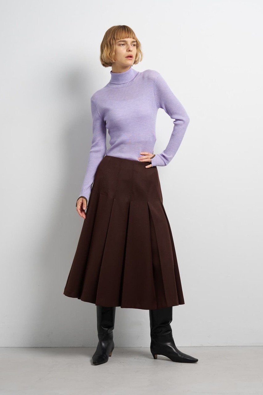 【ランバン オン ブルー/LANVIN en Bleu】のカルゼステッチプリーツスカート インテリア・キッズ・メンズ・レディースファッション・服の通販 founy(ファニー) 　ファッション　Fashion　レディースファッション　Fashion for Women　スカート　Skirts　プリーツスカート / 上品フェミニンスタイル　Pleated Skirts　ロングスカート　Long Skirts / Maxi & Midi Skirts　プリーツ　Pleats, Pleated　モダン　Modern, Contemporary　ロング　Long, Long-Length　ワーク　Workwear, Utility Style　新作・新入荷　New Arrivals / New In　ブラウン|ID: prp329100004627525 ipo3291000000033260588