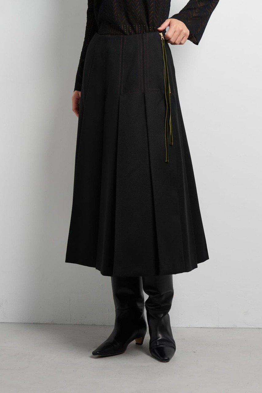 【ランバン オン ブルー/LANVIN en Bleu】のカルゼステッチプリーツスカート インテリア・キッズ・メンズ・レディースファッション・服の通販 founy(ファニー) 　ファッション　Fashion　レディースファッション　Fashion for Women　スカート　Skirts　プリーツスカート / 上品フェミニンスタイル　Pleated Skirts　ロングスカート　Long Skirts / Maxi & Midi Skirts　プリーツ　Pleats, Pleated　モダン　Modern, Contemporary　ロング　Long, Long-Length　ワーク　Workwear, Utility Style　新作・新入荷　New Arrivals / New In　ブラック|ID: prp329100004627525 ipo3291000000033260589