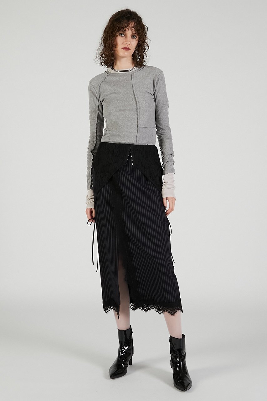 【プランク プロジェクト/PRANK PROJECT】の2WAYレースミディスカート / 2-Way Lace Midi Skirt 人気、トレンドファッション・服の通販 founy(ファニー) 　ファッション　Fashion　レディースファッション　Fashion for Women　スカート　Skirts　インナー　Innerwear　ストライプ　Stripe, Striped Pattern　タイトスカート　Pencil Skirt, Tight Skirt　マニッシュ　Mannish, Boyish　リボン　Ribbon, Bow　レース　Lace, Lace Fabric　other-4|ID: prp329100004627533 ipo3291000000033260666