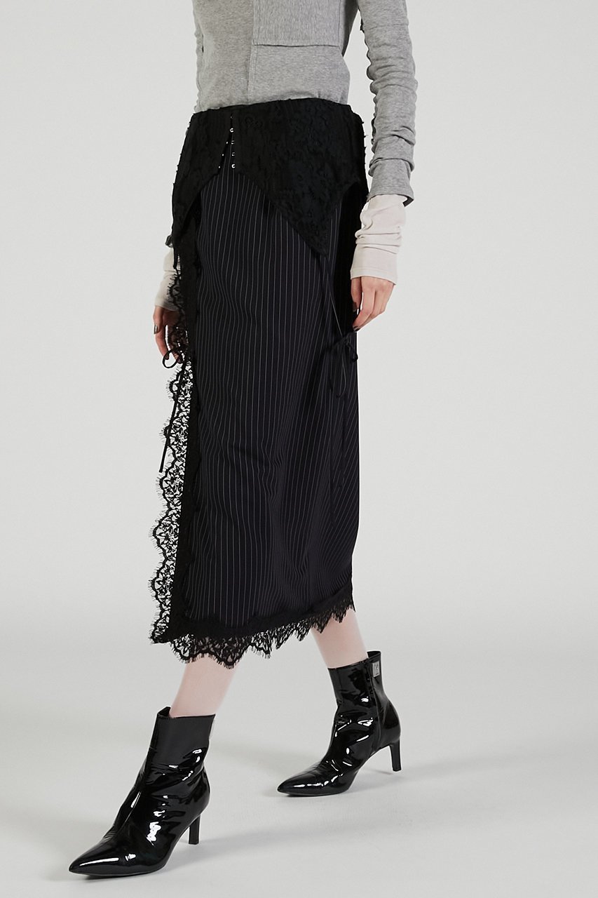 【プランク プロジェクト/PRANK PROJECT】の2WAYレースミディスカート / 2-Way Lace Midi Skirt 人気、トレンドファッション・服の通販 founy(ファニー) 　ファッション　Fashion　レディースファッション　Fashion for Women　スカート　Skirts　インナー　Innerwear　ストライプ　Stripe, Striped Pattern　タイトスカート　Pencil Skirt, Tight Skirt　マニッシュ　Mannish, Boyish　リボン　Ribbon, Bow　レース　Lace, Lace Fabric　other-5|ID: prp329100004627533 ipo3291000000033260667