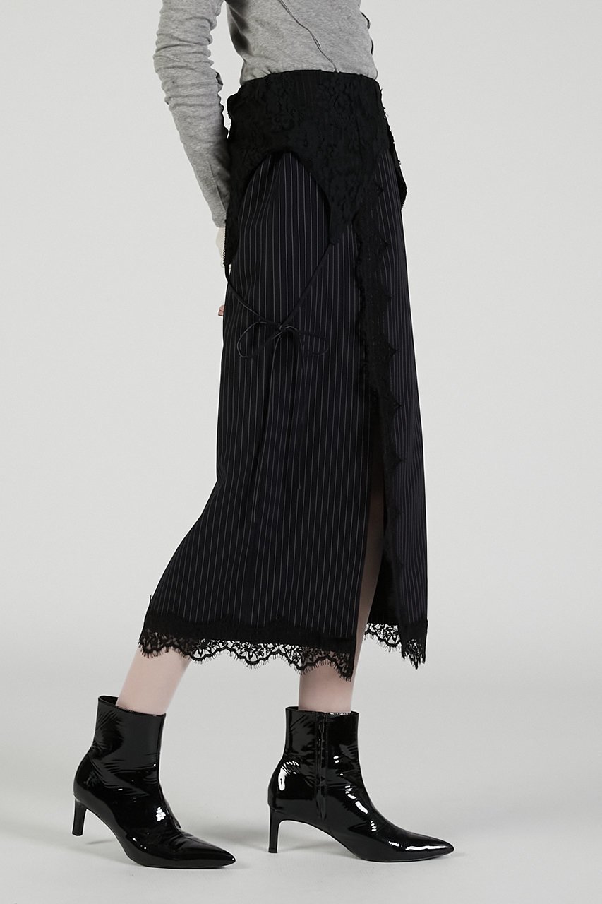 【プランク プロジェクト/PRANK PROJECT】の2WAYレースミディスカート / 2-Way Lace Midi Skirt 人気、トレンドファッション・服の通販 founy(ファニー) 　ファッション　Fashion　レディースファッション　Fashion for Women　スカート　Skirts　インナー　Innerwear　ストライプ　Stripe, Striped Pattern　タイトスカート　Pencil Skirt, Tight Skirt　マニッシュ　Mannish, Boyish　リボン　Ribbon, Bow　レース　Lace, Lace Fabric　other-7|ID: prp329100004627533 ipo3291000000033260669