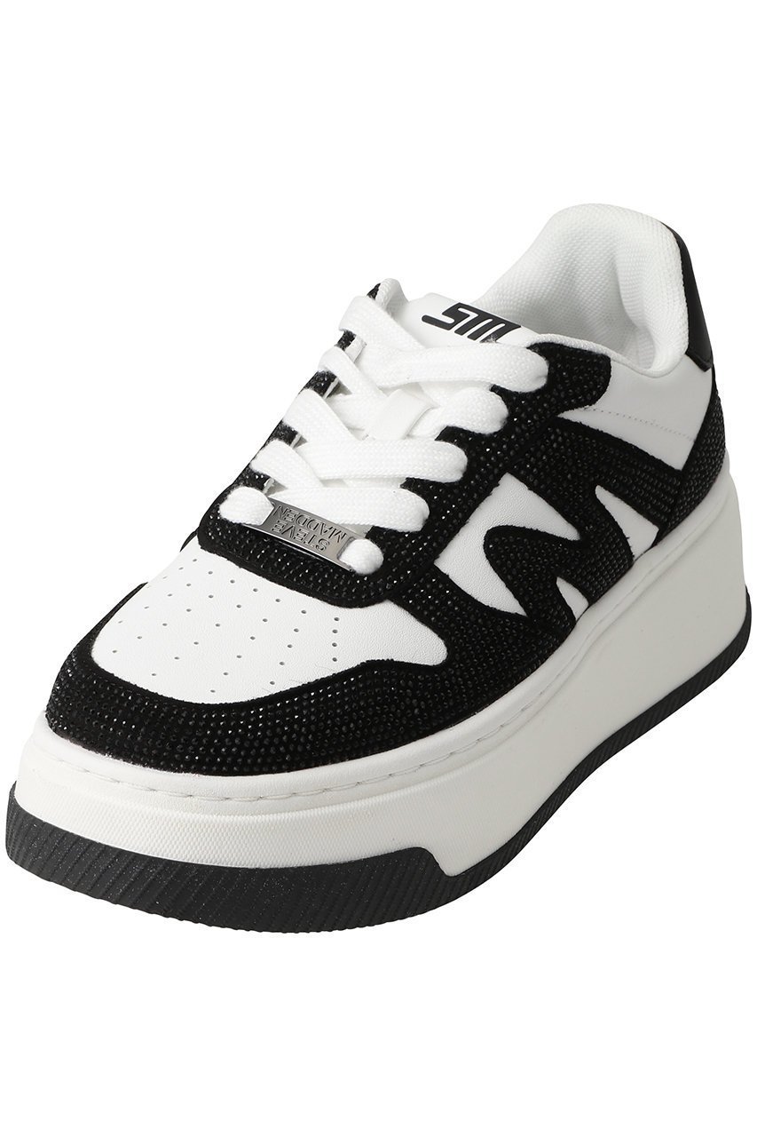 【スティーブマデン/STEVE MADDEN】のDYNAMO-R ラインストーン厚底スニーカー インテリア・キッズ・メンズ・レディースファッション・服の通販 founy(ファウニー) 　ファッション　Fashion　レディースファッション　Fashion for Women　クール　Cool, Chic　シルバー　Silver, Metallic Silver　ストーン　Stone, Gem-Like　スニーカー　Sneakers, Trainers　モノトーン　Monotone, Black and White　厚底　Platform Shoes　ブラック/ホワイト|ID: prp329100004628577 ipo3291000000036763285