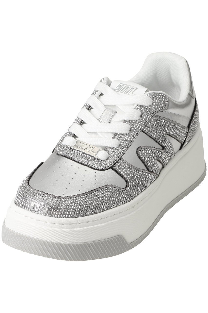 【スティーブマデン/STEVE MADDEN】のDYNAMO-R ラインストーン厚底スニーカー インテリア・キッズ・メンズ・レディースファッション・服の通販 founy(ファウニー) 　ファッション　Fashion　レディースファッション　Fashion for Women　クール　Cool, Chic　シルバー　Silver, Metallic Silver　ストーン　Stone, Gem-Like　スニーカー　Sneakers, Trainers　モノトーン　Monotone, Black and White　厚底　Platform Shoes　シルバー|ID: prp329100004628577 ipo3291000000036763287