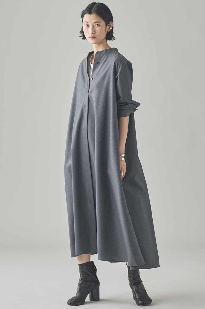 【カレンソロジー/Curensology】のウールバンドカラーワンピース インテリア・キッズ・メンズ・レディースファッション・服の通販 founy(ファニー) 　ファッション　Fashion　レディースファッション　Fashion for Women　ワンピース　Dresses　チュニック　Tunic Tops & Dresses　2025年　2025　2025-2026秋冬・A/W　Autumn/Winter 2025–26 AW25–26　おすすめ　Recommended / Our Picks　インナー　Innerwear　チュニック　Tunic, Long Top　フロント　Front, Front Design　ロング　Long, Long-Length　日本製　Made In Japan　A/W・秋冬　Autumn/Winter　グレー|ID: prp329100004628581 ipo3291000000033274745