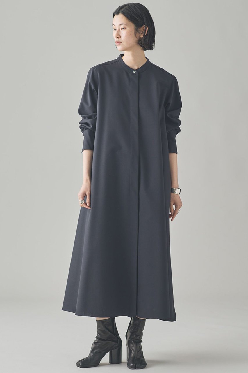 【カレンソロジー/Curensology】のウールバンドカラーワンピース インテリア・キッズ・メンズ・レディースファッション・服の通販 founy(ファニー) 　ファッション　Fashion　レディースファッション　Fashion for Women　ワンピース　Dresses　チュニック　Tunic Tops & Dresses　2025年　2025　2025-2026秋冬・A/W　Autumn/Winter 2025–26 AW25–26　おすすめ　Recommended / Our Picks　インナー　Innerwear　チュニック　Tunic, Long Top　フロント　Front, Front Design　ロング　Long, Long-Length　日本製　Made In Japan　A/W・秋冬　Autumn/Winter　ネイビー|ID: prp329100004628581 ipo3291000000033274746