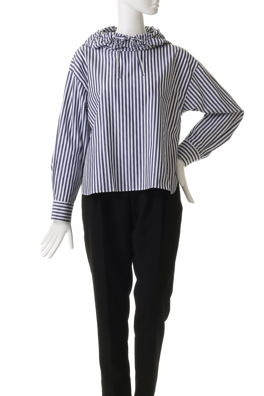 【ミズイロ インド/mizuiro ind】のストライプフードシャツ 人気、トレンドファッション・服の通販 founy(ファニー) 　ファッション　Fashion　レディースファッション　Fashion for Women　トップス・カットソー　Cut & Sew Tops　シャツ・ブラウス・オフィスカジュアル　Elegant Blouses & Button-Ups　シンプル　Simple, Minimal　ストライプ　Stripe, Striped Pattern　スラックス　Slacks, Dress Pants　スリット　Slit, Slit Detail　スリーブ　Sleeve, Long Sleeve / Short Sleeve　デニム　Denim, Jeans Material　ロング　Long, Long-Length　other-2|ID: prp329100004628584 ipo3291000000035688025