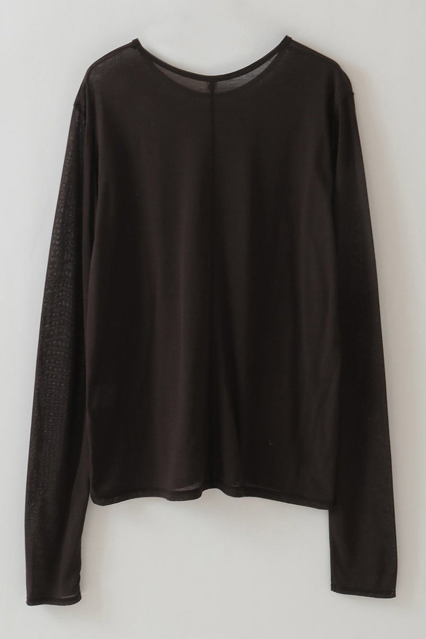 【ハー/HER.】の【8/7 12:00販売開始】シアーカットソー 人気、トレンドファッション・服の通販 founy(ファニー) 　ファッション　Fashion　レディースファッション　Fashion for Women　トップス・カットソー　Cut & Sew Tops　シャツ・ブラウス・オフィスカジュアル　Elegant Blouses & Button-Ups　ロングTシャツ・Tシャツ　Longline T-Shirts & Tees　カットソー・ベーシックTシャツ　Cut-and-Sewn Tops / Stretch Tees & Basics　2025年　2025　2025-2026秋冬・A/W　Autumn/Winter 2025–26 AW25–26　カットソー　Cut and Sewn Top　シアー　Sheer, See-Through　スリーブ　Sleeve, Long Sleeve / Short Sleeve　ロング　Long, Long-Length　A/W・秋冬　Autumn/Winter　other-4|ID: prp329100004629328 ipo3291000000033285266
