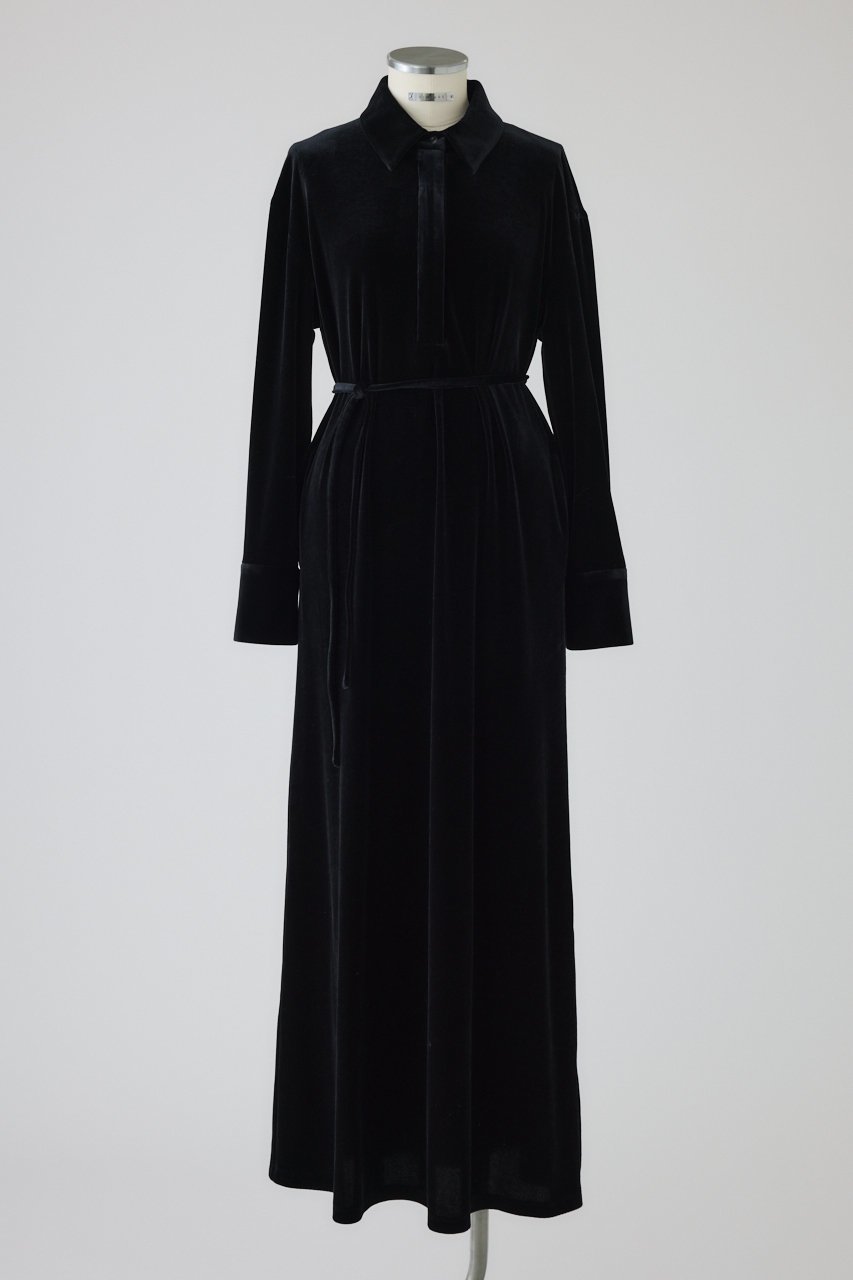 【リムアーク/RIM.ARK】のVelour shirt dress/シャツドレス インテリア・キッズ・メンズ・レディースファッション・服の通販 founy(ファニー) 　ファッション　Fashion　レディースファッション　Fashion for Women　ワンピース　Dresses　フォーマル・パーティードレス・結婚式用ドレス　Elegant & Casual Dresses　チュニック　Tunic Tops & Dresses　ストレッチ　Stretch, Stretchy Fabric　チュニック　Tunic, Long Top　ドレス　Dress, One-Piece　ドレープ　Drape, Draping Fabric　ベロア　Velour, Soft Velvet　ロング　Long, Long-Length　エレガント 上品　Elegant　新作・新入荷　New Arrivals / New In　ブラック|ID: prp329100004629330 ipo3291000000033285282