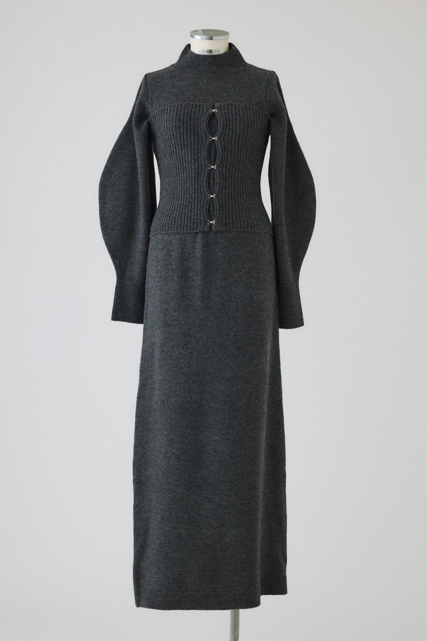 【リムアーク/RIM.ARK】のSetting knit dress/ニットドレス インテリア・キッズ・メンズ・レディースファッション・服の通販 founy(ファニー) 　ファッション　Fashion　レディースファッション　Fashion for Women　ワンピース　Dresses　フォーマル・パーティードレス・結婚式用ドレス　Elegant & Casual Dresses　チュニック　Tunic Tops & Dresses　チュニック　Tunic, Long Top　ドレス　Dress, One-Piece　ビスチェ　Bustier, Corset Top　フィット　Fit, Slim Fit　ロング　Long, Long-Length　冬　Winter / This Winter　新作・新入荷　New Arrivals / New In　グレー|ID: prp329100004629331 ipo3291000000033285293