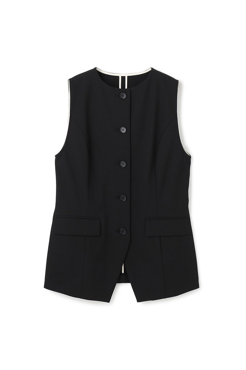 【アンクレイヴ/uncrave】のTRツイル ジレブラウス インテリア・キッズ・メンズ・レディースファッション・服の通販 founy(ファニー) 　ファッション　Fashion　レディースファッション　Fashion for Women　アウター　Coat / Outerwear Collection　トップス・カットソー　Cut & Sew Tops　キャミソール&ノースリーブ　Camisoles & Sleeveless Tops　シャツ・ブラウス・オフィスカジュアル　Elegant Blouses & Button-Ups　ベスト&ジレ / 重ね着スタイル　Vests & Gilets　ジャケット　Jacket, Outerwear　ツイル　Twist, Twisted Detail　ノースリーブ　Sleeveless, No-Sleeve　パイピング　Piping, Trim Design　フロント　Front, Front Design　ブラック|ID: prp329100004629332 ipo3291000000033285301