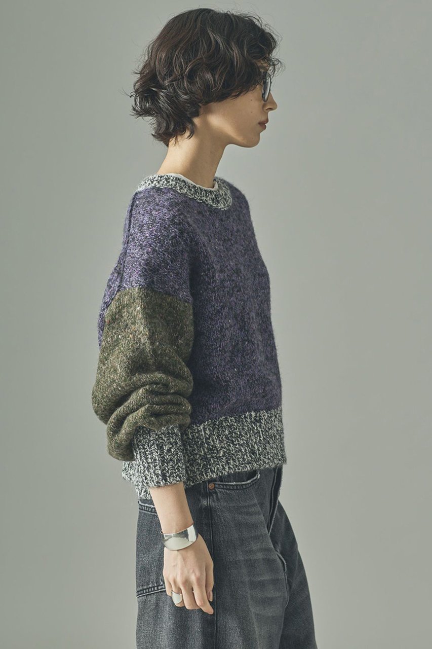 【カレンソロジー/Curensology】のネップクレイジーニットプルオーバー 人気、トレンドファッション・服の通販 founy(ファニー) 　ファッション　Fashion　レディースファッション　Fashion for Women　トップス・カットソー　Cut & Sew Tops　ニット　Knit Tops & Sweaters　カジュアルプルオーバー・ニットトップス　Pullovers & Knit Tops / Casual Pullovers　2025年　2025　2025-2026秋冬・A/W　Autumn/Winter 2025–26 AW25–26　アクセサリー　Fashion Accessories　ショート　Short, Short Length　ツイード　Twill, Twill Weave　デニム　Denim, Jeans Material　ネップ　Nepp, Slub Yarn　バランス　Balance, Style Balance　ブロッキング　Color Blocking, Panel Design　ブロック　Block, Solid Block Pattern　A/W・秋冬　Autumn/Winter　other-3|ID: prp329100004629340 ipo3291000000033285367