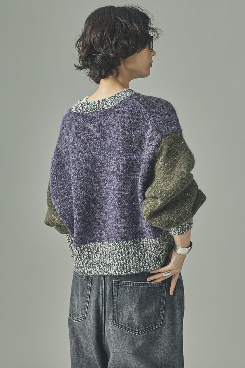 【カレンソロジー/Curensology】のネップクレイジーニットプルオーバー 人気、トレンドファッション・服の通販 founy(ファニー) 　ファッション　Fashion　レディースファッション　Fashion for Women　トップス・カットソー　Cut & Sew Tops　ニット　Knit Tops & Sweaters　カジュアルプルオーバー・ニットトップス　Pullovers & Knit Tops / Casual Pullovers　2025年　2025　2025-2026秋冬・A/W　Autumn/Winter 2025–26 AW25–26　アクセサリー　Fashion Accessories　ショート　Short, Short Length　ツイード　Twill, Twill Weave　デニム　Denim, Jeans Material　ネップ　Nepp, Slub Yarn　バランス　Balance, Style Balance　ブロッキング　Color Blocking, Panel Design　ブロック　Block, Solid Block Pattern　A/W・秋冬　Autumn/Winter　other-4|ID: prp329100004629340 ipo3291000000033285368
