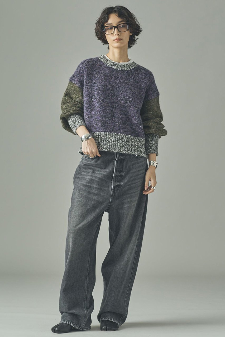 【カレンソロジー/Curensology】のネップクレイジーニットプルオーバー 人気、トレンドファッション・服の通販 founy(ファニー) 　ファッション　Fashion　レディースファッション　Fashion for Women　トップス・カットソー　Cut & Sew Tops　ニット　Knit Tops & Sweaters　カジュアルプルオーバー・ニットトップス　Pullovers & Knit Tops / Casual Pullovers　2025年　2025　2025-2026秋冬・A/W　Autumn/Winter 2025–26 AW25–26　アクセサリー　Fashion Accessories　ショート　Short, Short Length　ツイード　Twill, Twill Weave　デニム　Denim, Jeans Material　ネップ　Nepp, Slub Yarn　バランス　Balance, Style Balance　ブロッキング　Color Blocking, Panel Design　ブロック　Block, Solid Block Pattern　A/W・秋冬　Autumn/Winter　other-5|ID: prp329100004629340 ipo3291000000033285369