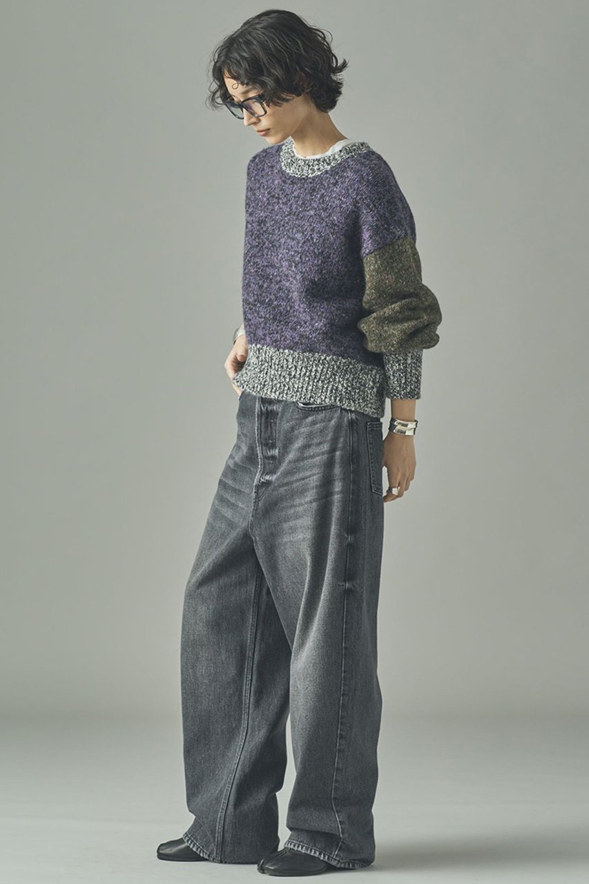 【カレンソロジー/Curensology】のネップクレイジーニットプルオーバー 人気、トレンドファッション・服の通販 founy(ファニー) 　ファッション　Fashion　レディースファッション　Fashion for Women　トップス・カットソー　Cut & Sew Tops　ニット　Knit Tops & Sweaters　カジュアルプルオーバー・ニットトップス　Pullovers & Knit Tops / Casual Pullovers　2025年　2025　2025-2026秋冬・A/W　Autumn/Winter 2025–26 AW25–26　アクセサリー　Fashion Accessories　ショート　Short, Short Length　ツイード　Twill, Twill Weave　デニム　Denim, Jeans Material　ネップ　Nepp, Slub Yarn　バランス　Balance, Style Balance　ブロッキング　Color Blocking, Panel Design　ブロック　Block, Solid Block Pattern　A/W・秋冬　Autumn/Winter　other-6|ID: prp329100004629340 ipo3291000000033285370