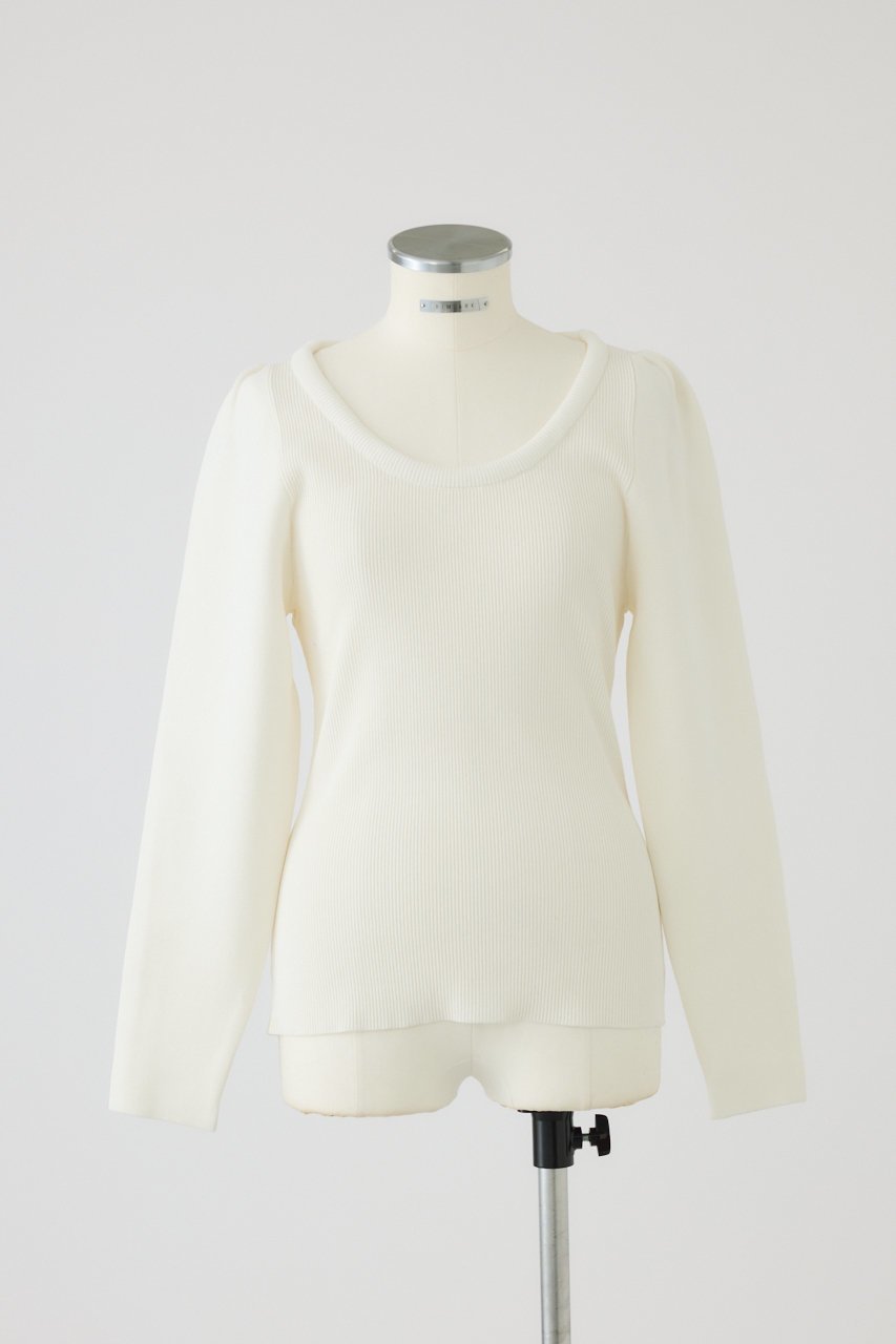 【リムアーク/RIM.ARK】のDecollete knit tops/ニット インテリア・キッズ・メンズ・レディースファッション・服の通販 founy(ファニー) 　ファッション　Fashion　レディースファッション　Fashion for Women　トップス・カットソー　Cut & Sew Tops　ニット　Knit Tops & Sweaters　カジュアルプルオーバー・ニットトップス　Pullovers & Knit Tops / Casual Pullovers　デコルテ　Décolleté, Neckline　新作・新入荷　New Arrivals / New In　ホワイト|ID: prp329100004629345 ipo3291000000033285405