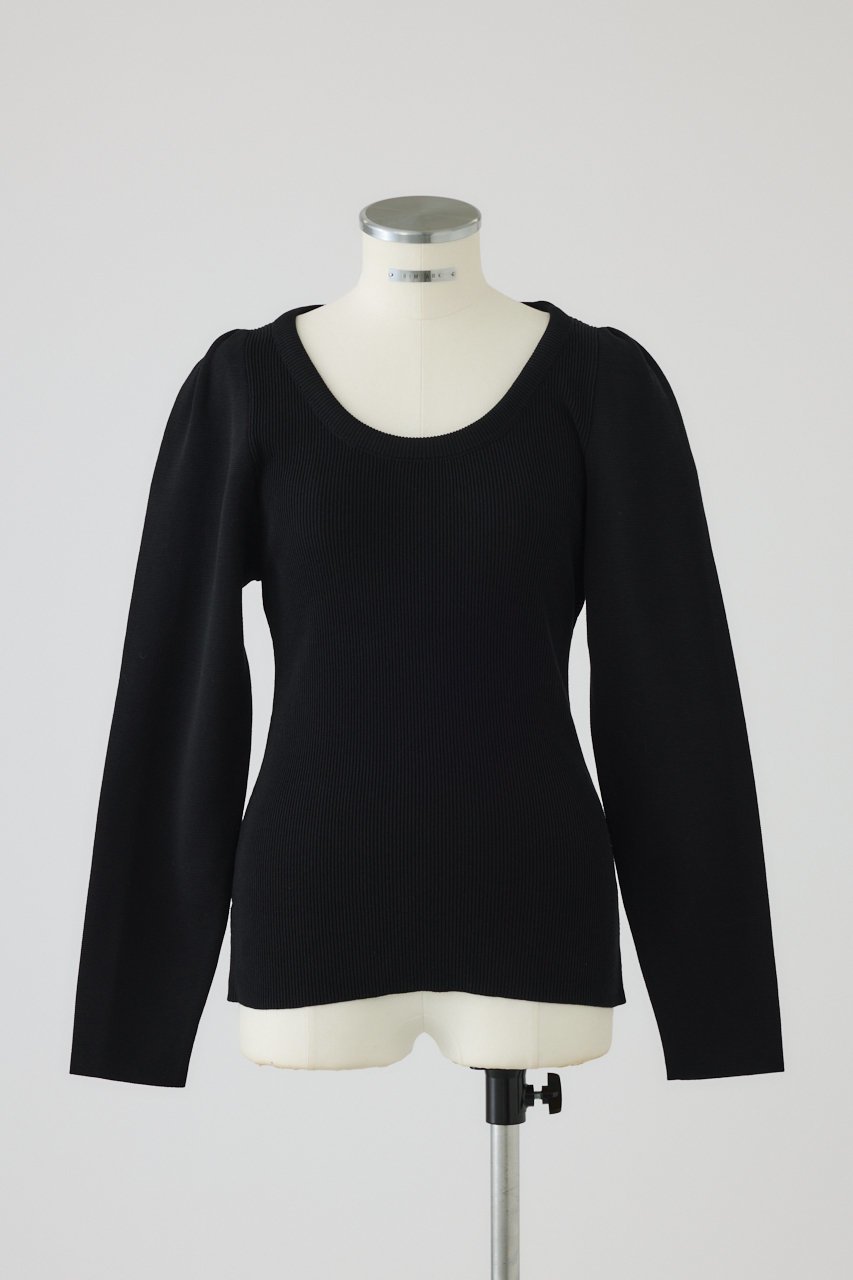 【リムアーク/RIM.ARK】のDecollete knit tops/ニット インテリア・キッズ・メンズ・レディースファッション・服の通販 founy(ファニー) 　ファッション　Fashion　レディースファッション　Fashion for Women　トップス・カットソー　Cut & Sew Tops　ニット　Knit Tops & Sweaters　カジュアルプルオーバー・ニットトップス　Pullovers & Knit Tops / Casual Pullovers　デコルテ　Décolleté, Neckline　新作・新入荷　New Arrivals / New In　ブラック|ID: prp329100004629345 ipo3291000000033285406