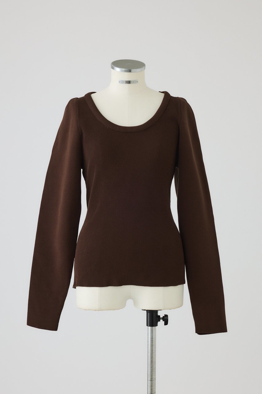 【リムアーク/RIM.ARK】のDecollete knit tops/ニット インテリア・キッズ・メンズ・レディースファッション・服の通販 founy(ファニー) 　ファッション　Fashion　レディースファッション　Fashion for Women　トップス・カットソー　Cut & Sew Tops　ニット　Knit Tops & Sweaters　カジュアルプルオーバー・ニットトップス　Pullovers & Knit Tops / Casual Pullovers　デコルテ　Décolleté, Neckline　新作・新入荷　New Arrivals / New In　ブラウン|ID: prp329100004629345 ipo3291000000033285407