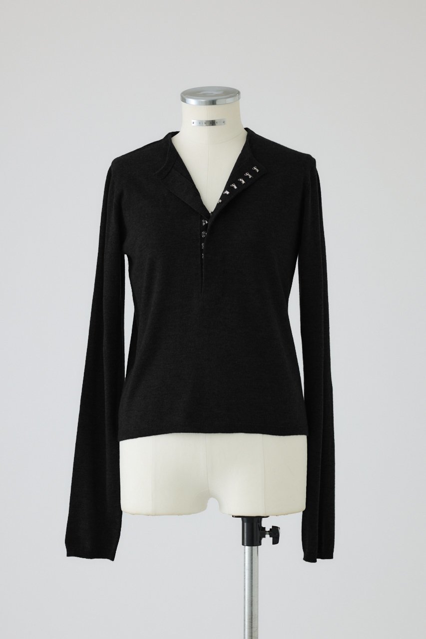 【リムアーク/RIM.ARK】のHook design silk blend knit/ニット インテリア・キッズ・メンズ・レディースファッション・服の通販 founy(ファニー) 　ファッション　Fashion　レディースファッション　Fashion for Women　トップス・カットソー　Cut & Sew Tops　ニット　Knit Tops & Sweaters　カジュアルプルオーバー・ニットトップス　Pullovers & Knit Tops / Casual Pullovers　アクセサリー　Fashion Accessories　シルク　Silk, 100% Silk　リラックス　Relax, Relaxed Fit　ロング　Long, Long-Length　エレガント 上品　Elegant　新作・新入荷　New Arrivals / New In　ブラック|ID: prp329100004629346 ipo3291000000033285419