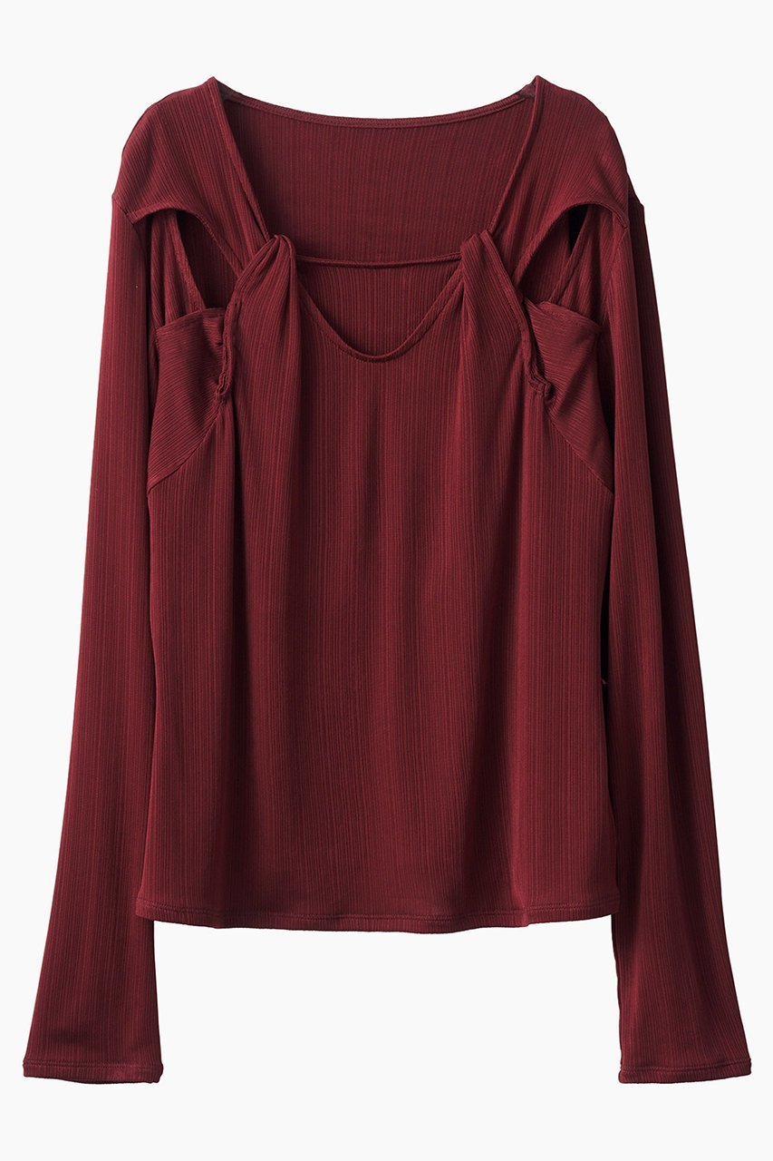【ミューラル/MURRAL】のTwist トップス インテリア・キッズ・メンズ・レディースファッション・服の通販 founy(ファニー) 　ファッション　Fashion　レディースファッション　Fashion for Women　トップス・カットソー　Cut & Sew Tops　シャツ・ブラウス・オフィスカジュアル　Elegant Blouses & Button-Ups　ロングTシャツ・Tシャツ　Longline T-Shirts & Tees　カットソー・ベーシックTシャツ　Cut-and-Sewn Tops / Stretch Tees & Basics　2025年　2025　2025-2026秋冬・A/W　Autumn/Winter 2025–26 AW25–26　インナー　Innerwear　エレガント 上品　Elegant　カットソー　Cut and Sewn Top　コレクション　Collection, Seasonal Line　スリーブ　Sleeve, Long Sleeve / Short Sleeve　ロング　Long, Long-Length　A/W・秋冬　Autumn/Winter　レッド|ID: prp329100004630013 ipo3291000000033298338