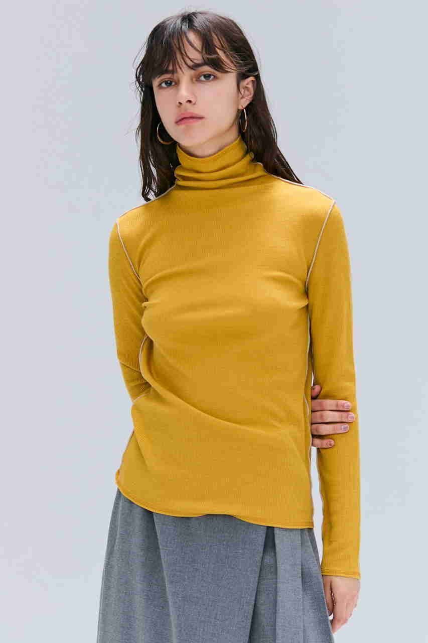 【ベイジ,/BEIGE,】のFORD(フォード)/ウール配色メローハイネックカットソー 人気、トレンドファッション・服の通販 founy(ファニー) 　ファッション　Fashion　レディースファッション　Fashion for Women　トップス・カットソー　Cut & Sew Tops　シャツ・ブラウス・オフィスカジュアル　Elegant Blouses & Button-Ups　ロングTシャツ・Tシャツ　Longline T-Shirts & Tees　カットソー・ベーシックTシャツ　Cut-and-Sewn Tops / Stretch Tees & Basics　インナー　Innerwear　カットソー　Cut and Sewn Top　カーディガン　Cardigan, Knitwear　ジャケット　Jacket, Outerwear　スリーブ　Sleeve, Long Sleeve / Short Sleeve　ハイネック　High Neck, Mock Neck　ロング　Long, Long-Length　other-7|ID: prp329100004630022 ipo3291000000035300354