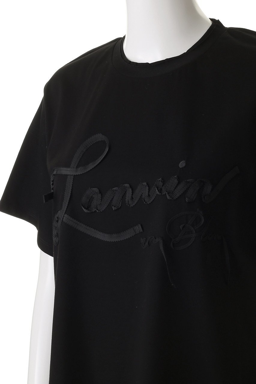 【ランバン オン ブルー/LANVIN en Bleu】のグログランテープロゴ刺しゅうTシャツ 人気、トレンドファッション・服の通販 founy(ファニー) 　ファッション　Fashion　レディースファッション　Fashion for Women　トップス・カットソー　Cut & Sew Tops　シャツ・ブラウス・オフィスカジュアル　Elegant Blouses & Button-Ups　ロングTシャツ・Tシャツ　Longline T-Shirts & Tees　カットソー・ベーシックTシャツ　Cut-and-Sewn Tops / Stretch Tees & Basics　ショート　Short, Short Length　シンプル　Simple, Minimal　スラックス　Slacks, Dress Pants　スリーブ　Sleeve, Long Sleeve / Short Sleeve　デニム　Denim, Jeans Material　フロント　Front, Front Design　新作・新入荷　New Arrivals / New In　other-5|ID: prp329100004630023 ipo3291000000033298431