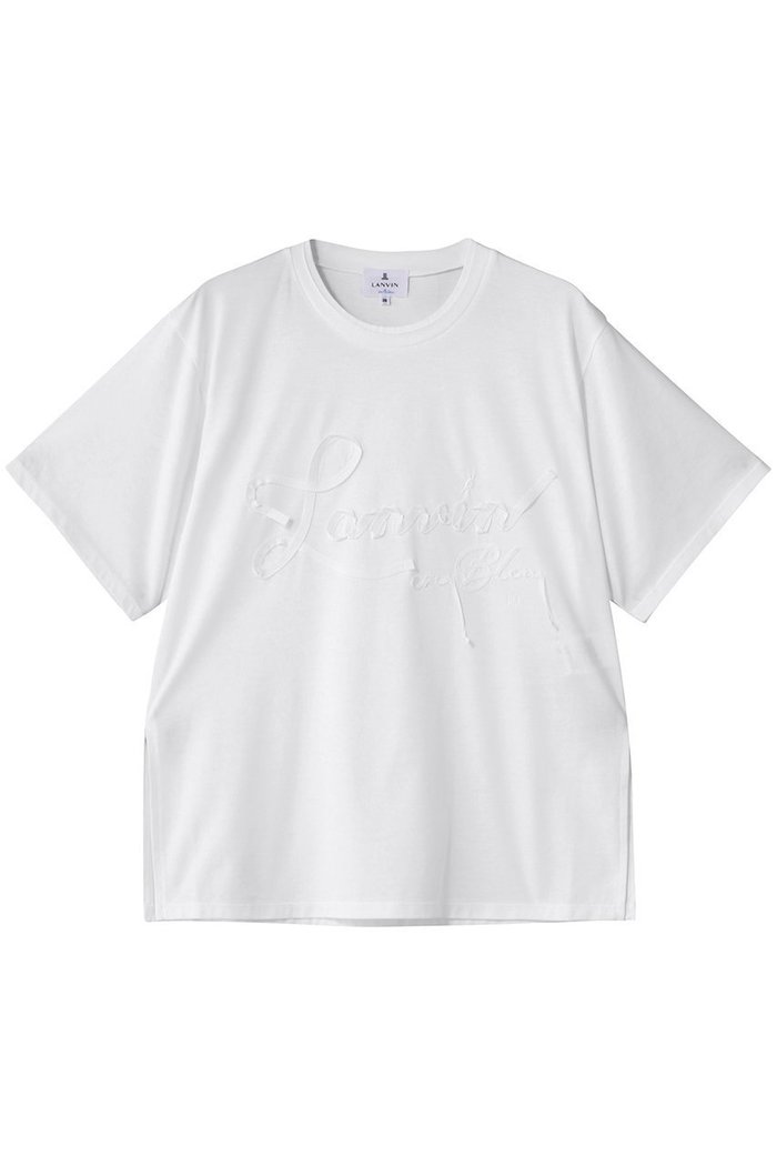 【ランバン オン ブルー/LANVIN en Bleu】のグログランテープロゴ刺しゅうTシャツ インテリア・キッズ・メンズ・レディースファッション・服の通販 founy(ファニー) https://founy.com/ ファッション Fashion レディースファッション Fashion for Women トップス・カットソー Cut & Sew Tops シャツ・ブラウス・オフィスカジュアル Elegant Blouses & Button-Ups ロングTシャツ・Tシャツ Longline T-Shirts & Tees カットソー・ベーシックTシャツ Cut-and-Sewn Tops / Stretch Tees & Basics ショート Short, Short Length シンプル Simple, Minimal スラックス Slacks, Dress Pants スリーブ Sleeve, Long Sleeve / Short Sleeve デニム Denim, Jeans Material フロント Front, Front Design |ID: prp329100004630023 ipo3291000000035965440
