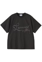 【ランバン オン ブルー/LANVIN en Bleu】のグログランテープロゴ刺しゅうTシャツ チャコールグレー|ID: prp329100004630023 ipo3291000000035965443