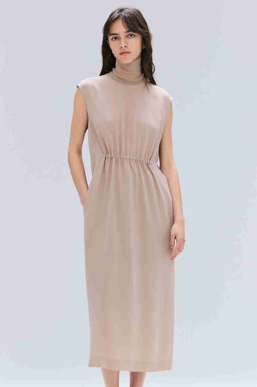 【ベイジ,/BEIGE,】のFLEUR(フルール)/ニットコンビハイネックノースリーブドレス 人気、トレンドファッション・服の通販 founy(ファニー) 　ファッション　Fashion　レディースファッション　Fashion for Women　ワンピース　Dresses　フォーマル・パーティードレス・結婚式用ドレス　Elegant & Casual Dresses　チュニック　Tunic Tops & Dresses　2025年　2025　2025-2026秋冬・A/W　Autumn/Winter 2025–26 AW25–26　とろみ　Fluid, Flowy Fabric　アクセサリー　Fashion Accessories　ギャザー　Gathered, Ruffled　サンダル　Sandals, Summer Shoes　ストレッチ　Stretch, Stretchy Fabric　チュニック　Tunic, Long Top　ドレス　Dress, One-Piece　ノースリーブ　Sleeveless, No-Sleeve　ロング　Long, Long-Length　エレガント 上品　Elegant　人気　Popular, Best Seller　A/W・秋冬　Autumn/Winter　other-4|ID: prp329100004630026 ipo3291000000033298454
